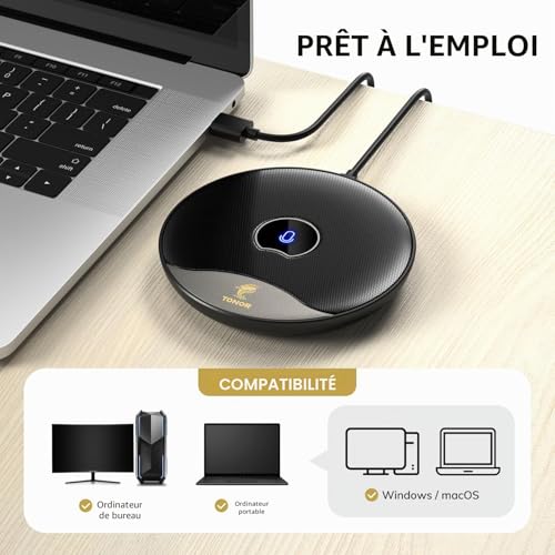 Detalle de TONOR TM20 – Microphone USB de conférence omnidirectionnel avec bouton muet