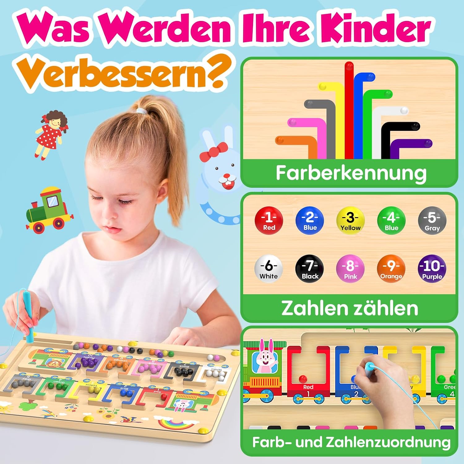 Detalle 2 de Dusor Montessori Labyrinth Magnetspiel 2–3 Jahre