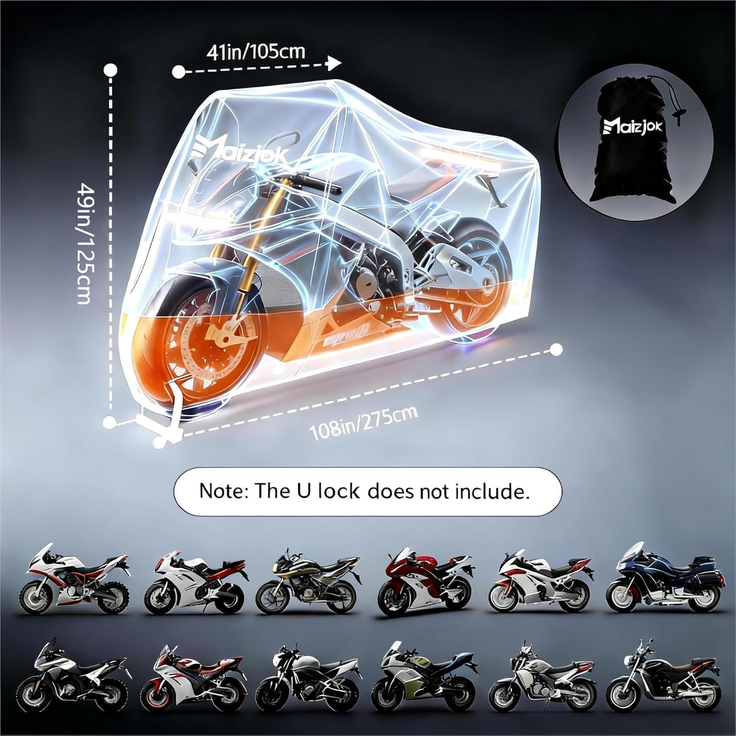 Thumbnail 5 de Maizjok Motorbike Cover Waterproof Outdoor