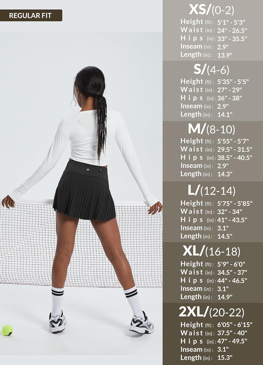 Detalle de Baleaf Women's Pleated Tennis Skirt Golf Skorts: High-Waisted, Lightweight with Pockets