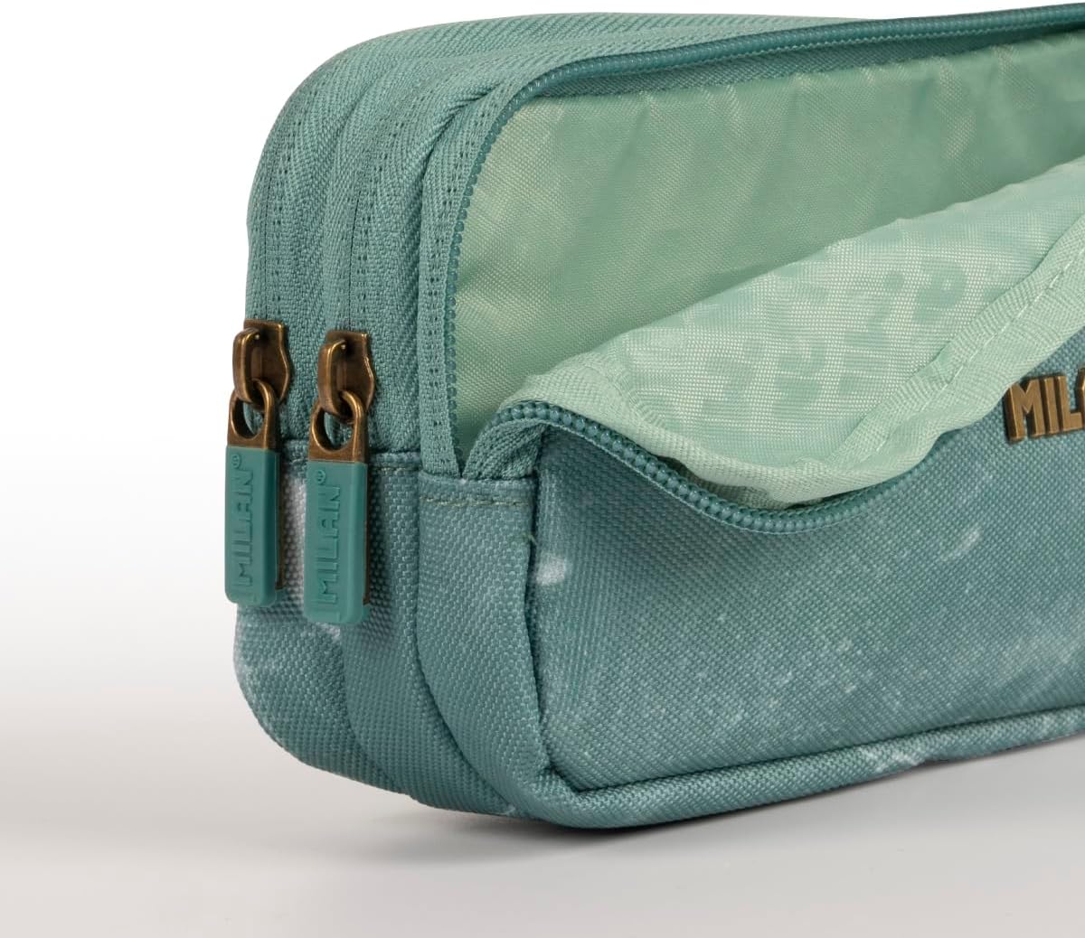 Detalle de MILAN Seria Lava zielony piórnik z 3 przegrodami, 22 × 11 × 6,5 cm