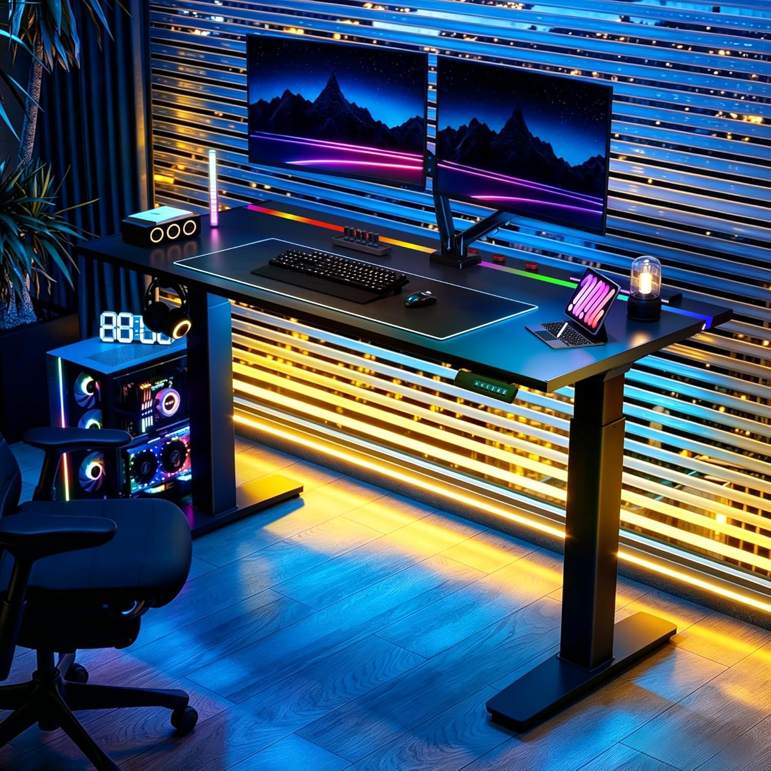 Thumbnail 1 de Flexispot Bureau Gaming Assis Debout Électrique 120×70 cm – Double Moteur, Plateau Multicouche et RGB