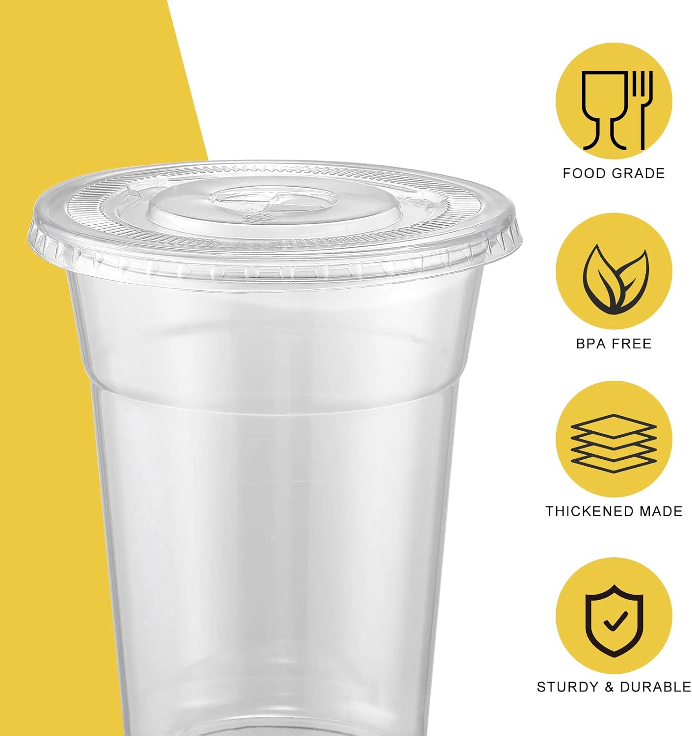 Detalle de VITEVER 16oz Clear Plastic Cups with Lids and Straws 🥤
