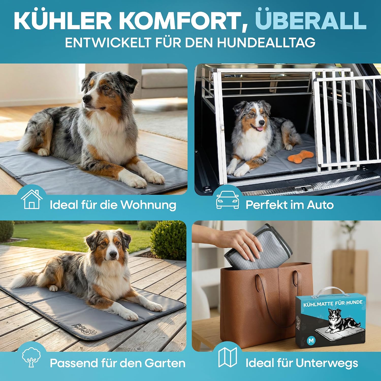 Detalle de Pets Perfect Kühlmatte für Hunde – Selbstkühlend mit Gel-Füllung, faltbar und geeignet für Katzen