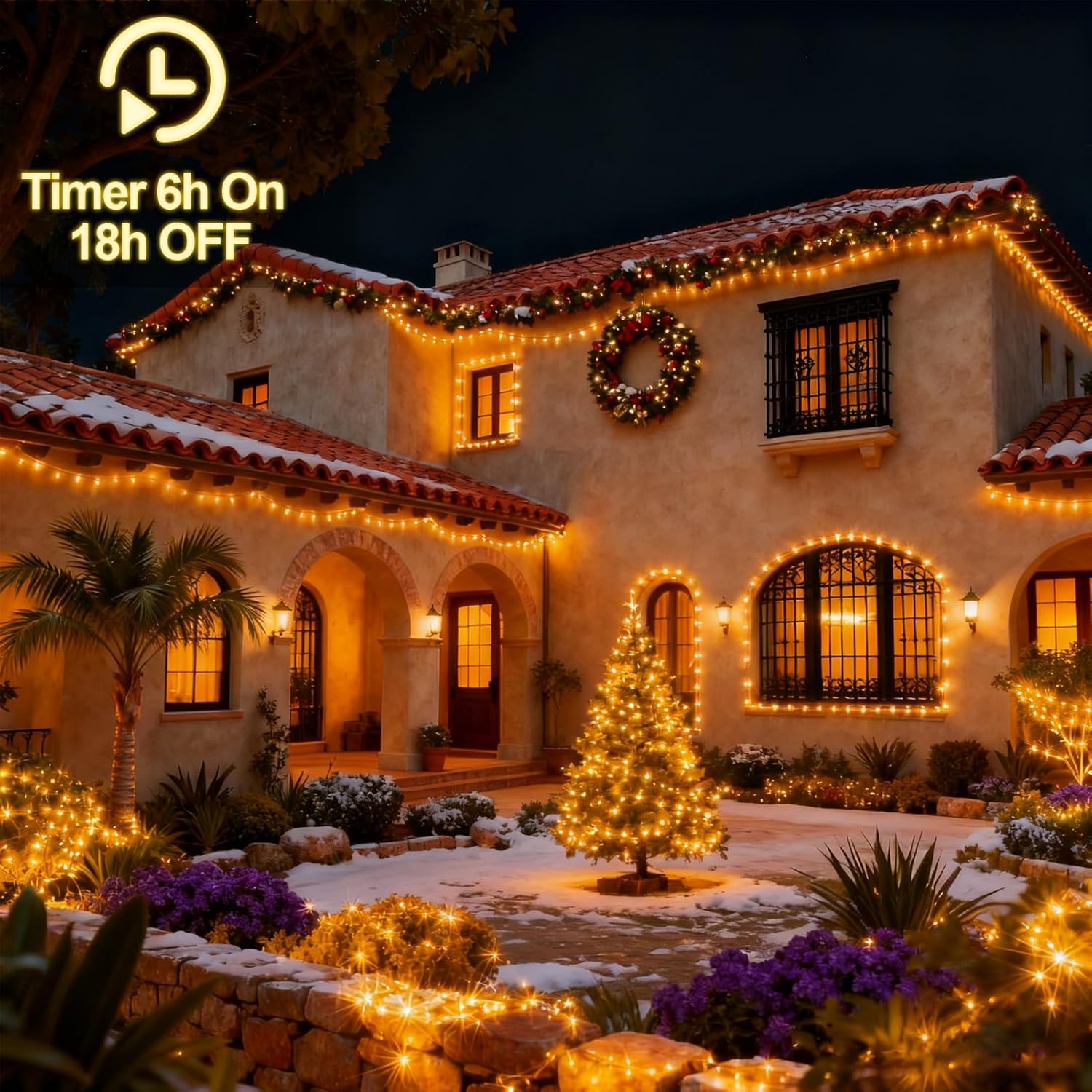 Detalle de MOVEONSTEP Luci Natale Esterno Interno 200LED 22M – Catena Luminosa IP44, 8 Modalità e Memoria