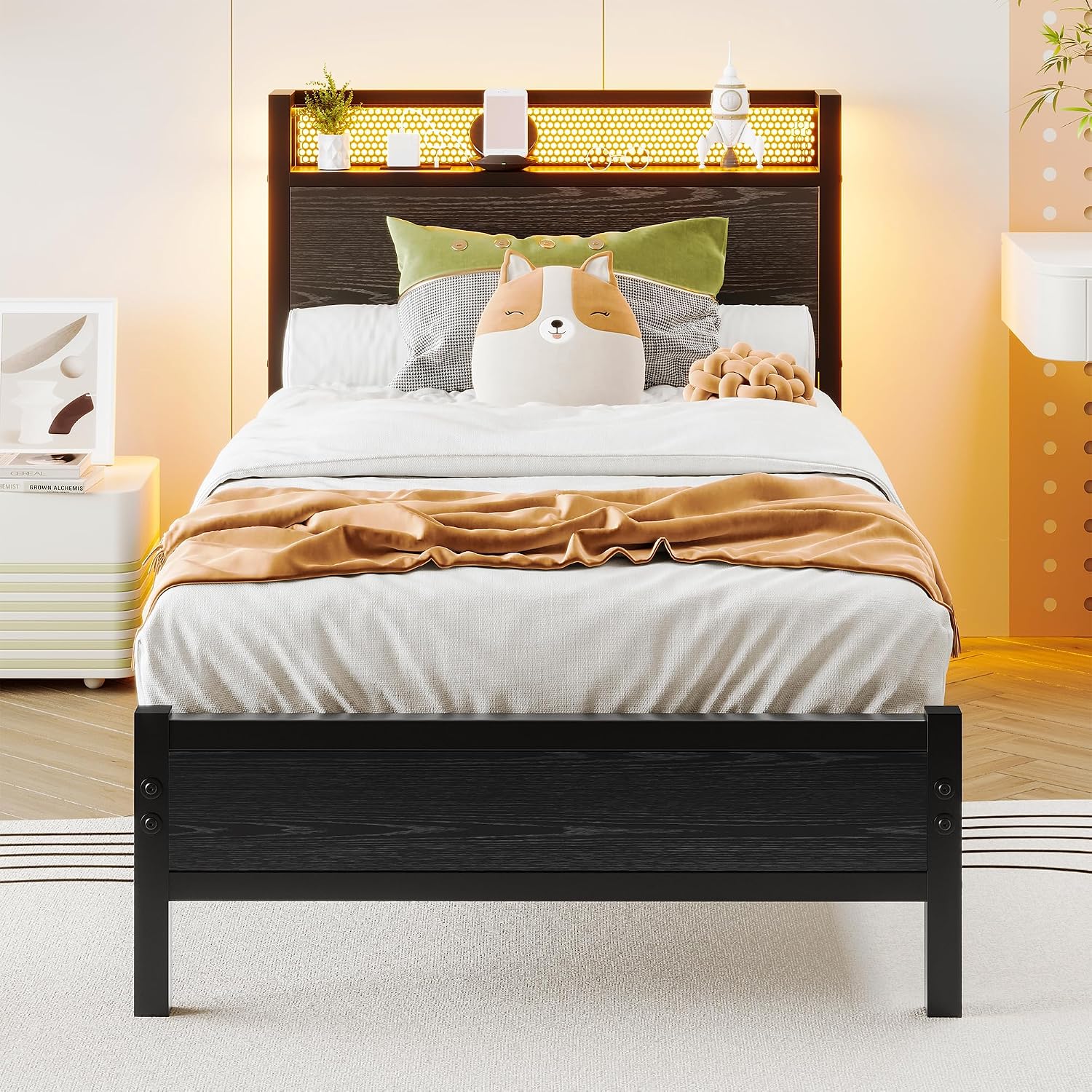 Thumbnail 6 de Diolong 1012E Twin Bed Frame with RGB LED Lights and USB Charging Station