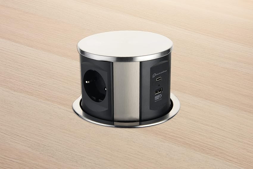 Detalle 2 de Electraline 62571 Enchufe emergente 3 Schuko, 2 USB
