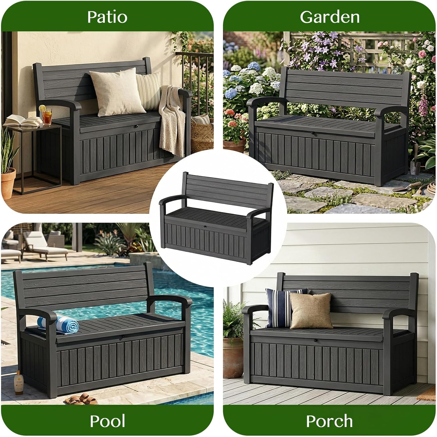 Detalle 1 de KFY Outdoor Storage Bench, 120 Gallon