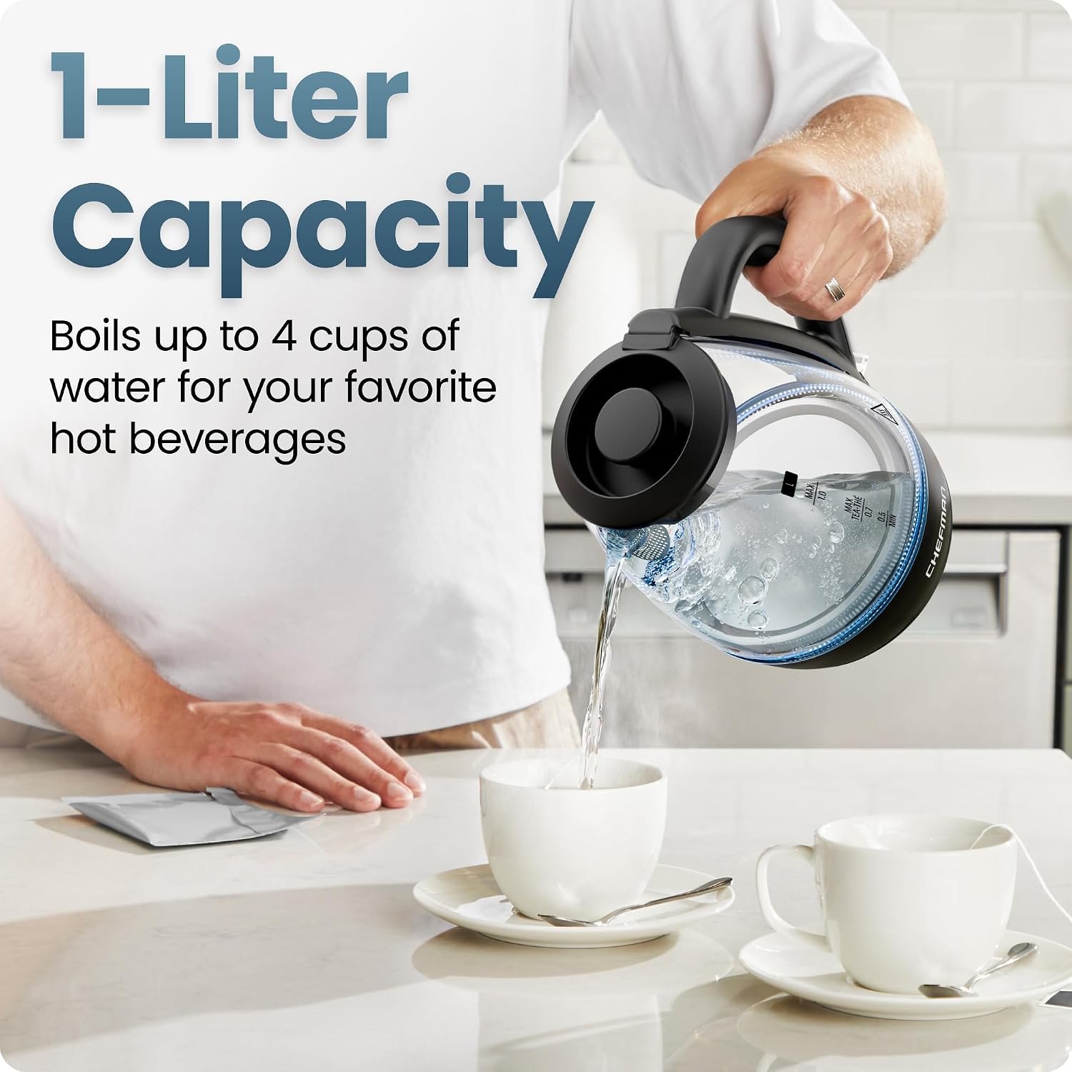 Thumbnail 2 de Chefman Kettle with Tea Infuser, 1L ⚡
