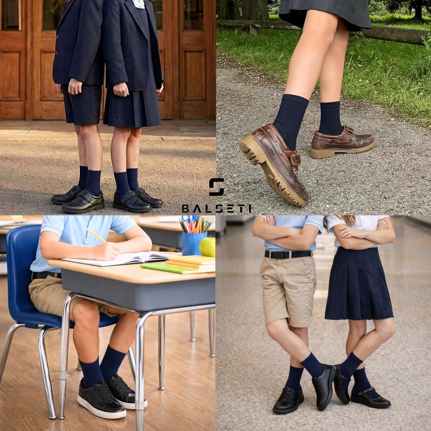 Thumbnail 4 de Balseti Calcetines Lisos Bajos 85% Algodón – Pack 6 pares, Unisex (Tallas 22–44) Azul Marino