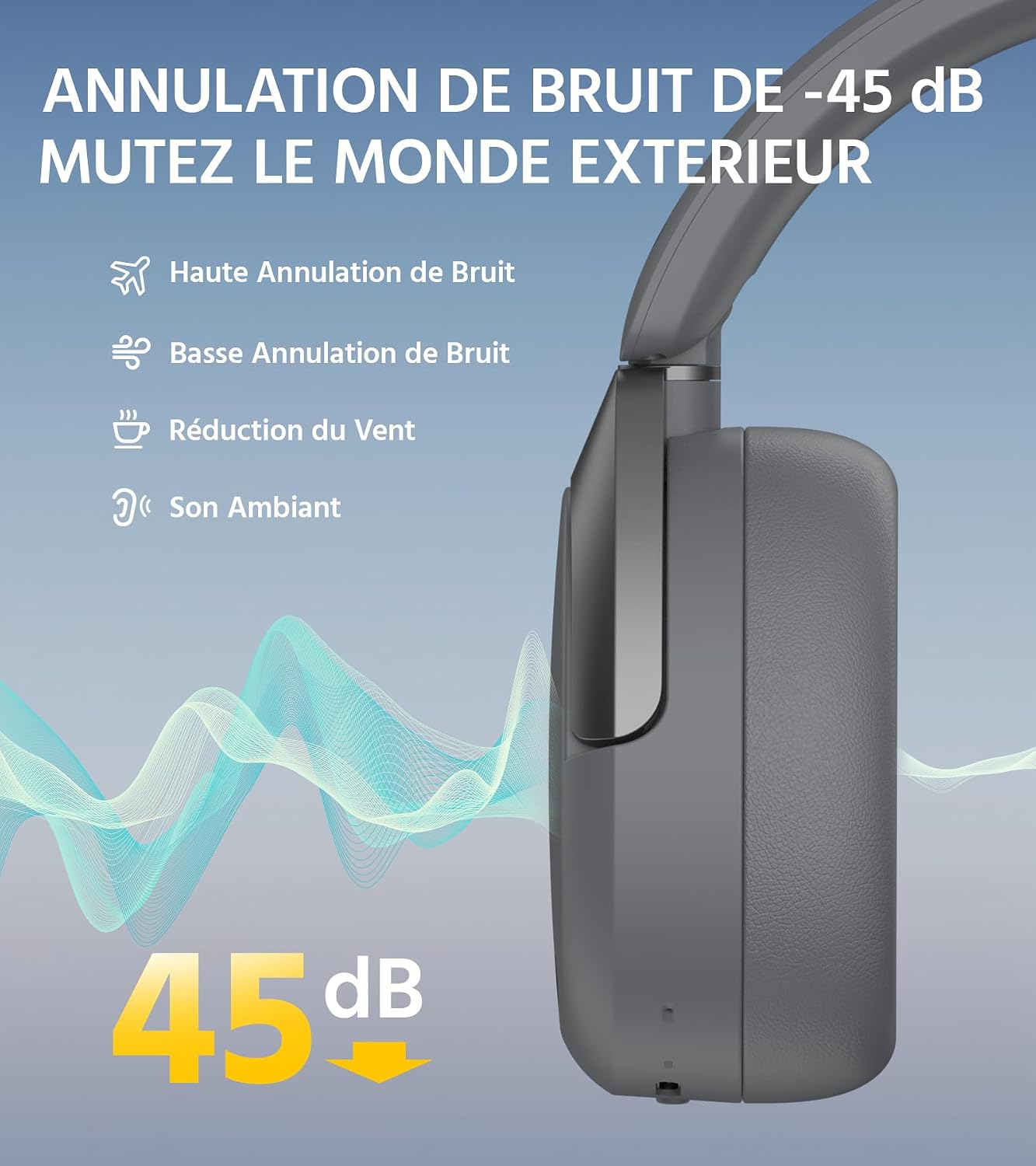 Thumbnail 2 de Edifier W830NB Casque sans Fil avec ANC et LDAC gris