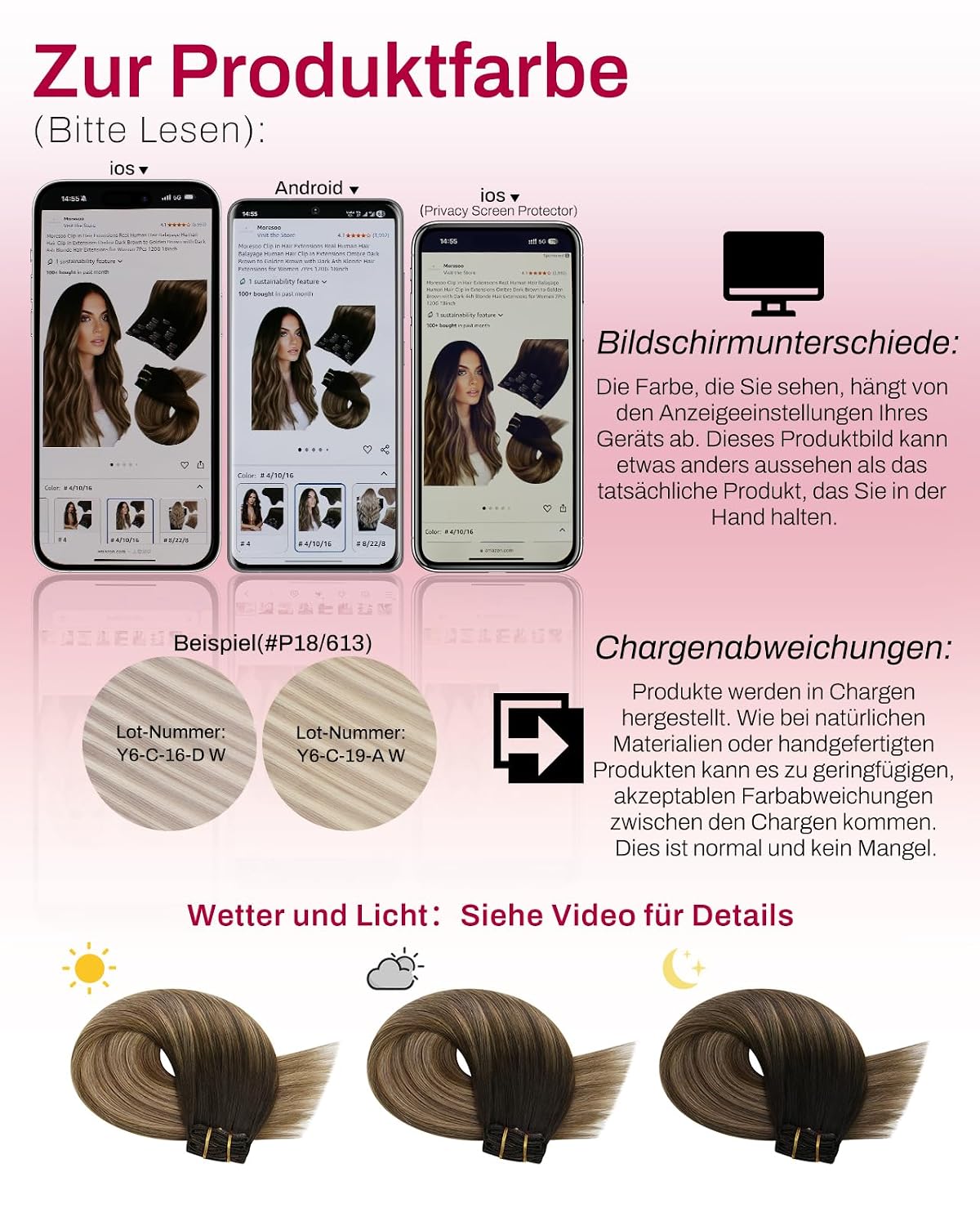 Thumbnail 6 de Moresoo Clip-in Extensions Echthaar – Salonqualität, 40 cm, 7 Stück, 135 g, #4/10/16 Braun zu Goldbraun