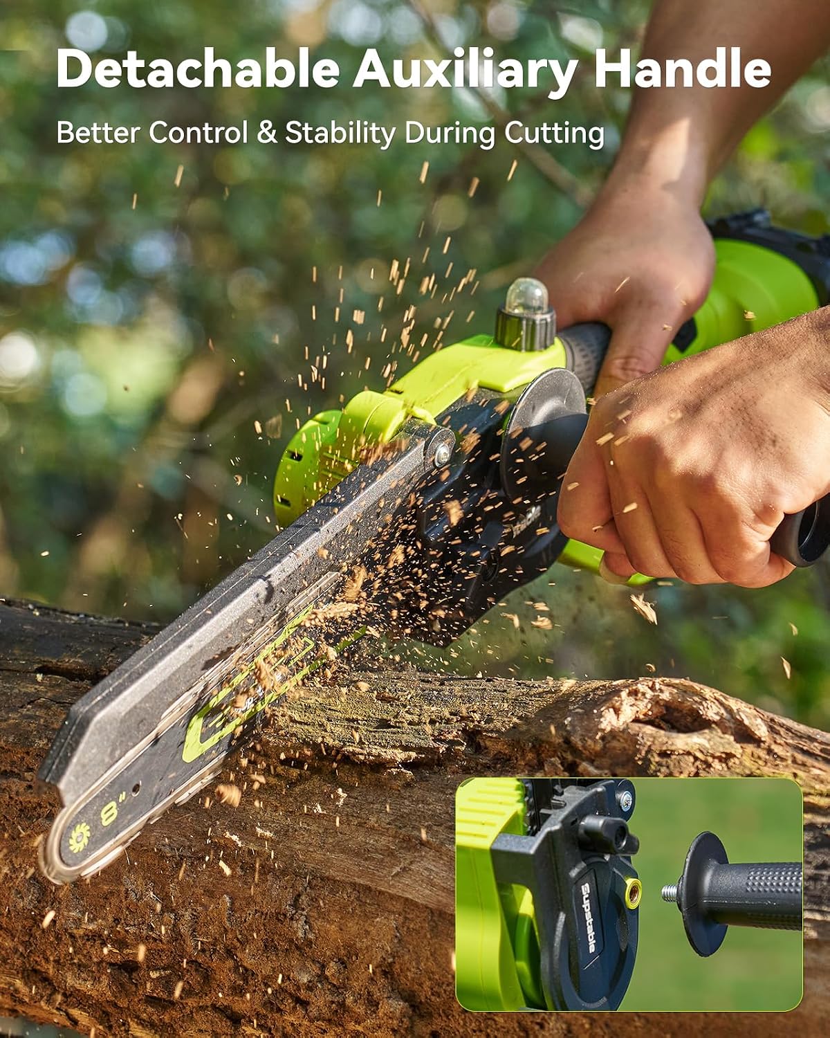 Thumbnail 6 de Supstable BL-168 Cordless Mini Chainsaw, 6- and 8-Inch Bars, 1000W Brushless Motor