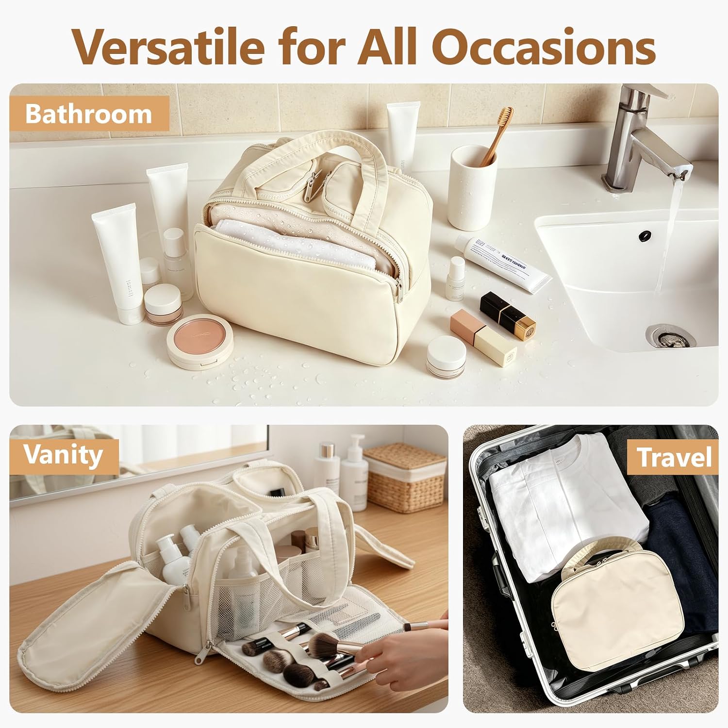 Thumbnail 5 de YooxArmor Large Capacity Travel Makeup Bag with Wet-Dry Separation – Beige