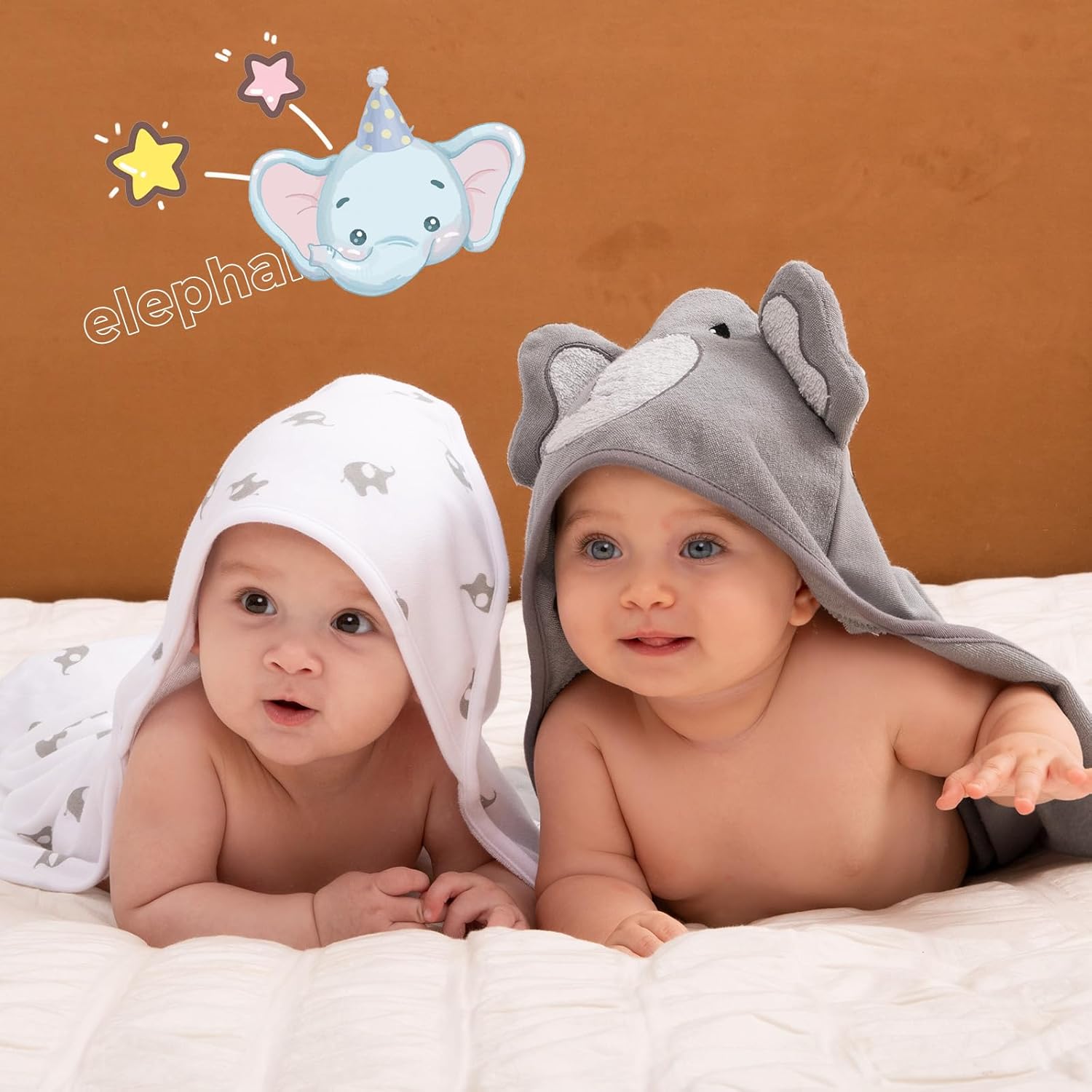 Thumbnail 5 de momcozy Hooded Baby Towel Set: 8-Piece Bath Kit with Elephant Hooded Towels and Washcloths