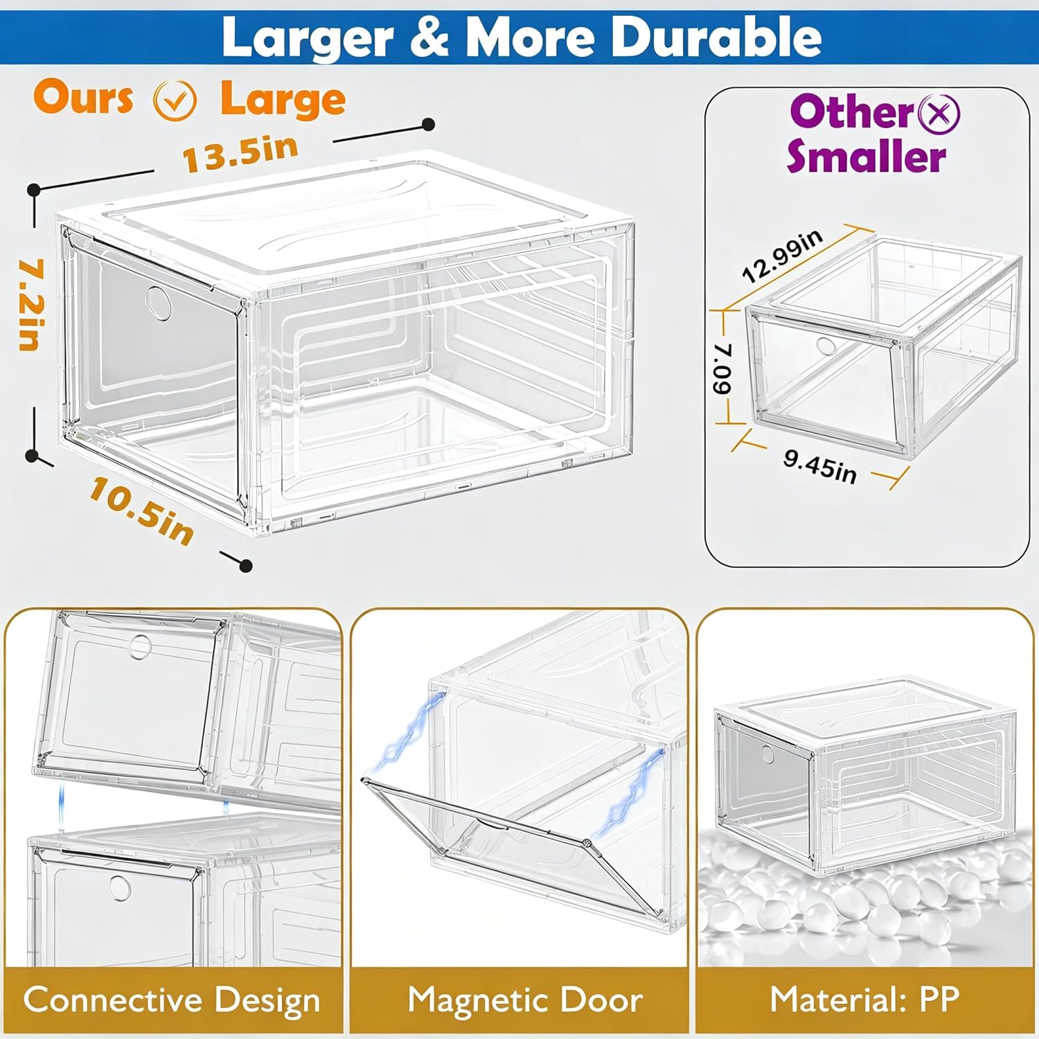 Detalle de Thickened Clear Shoe Storage Organizer 6-Pack ๐