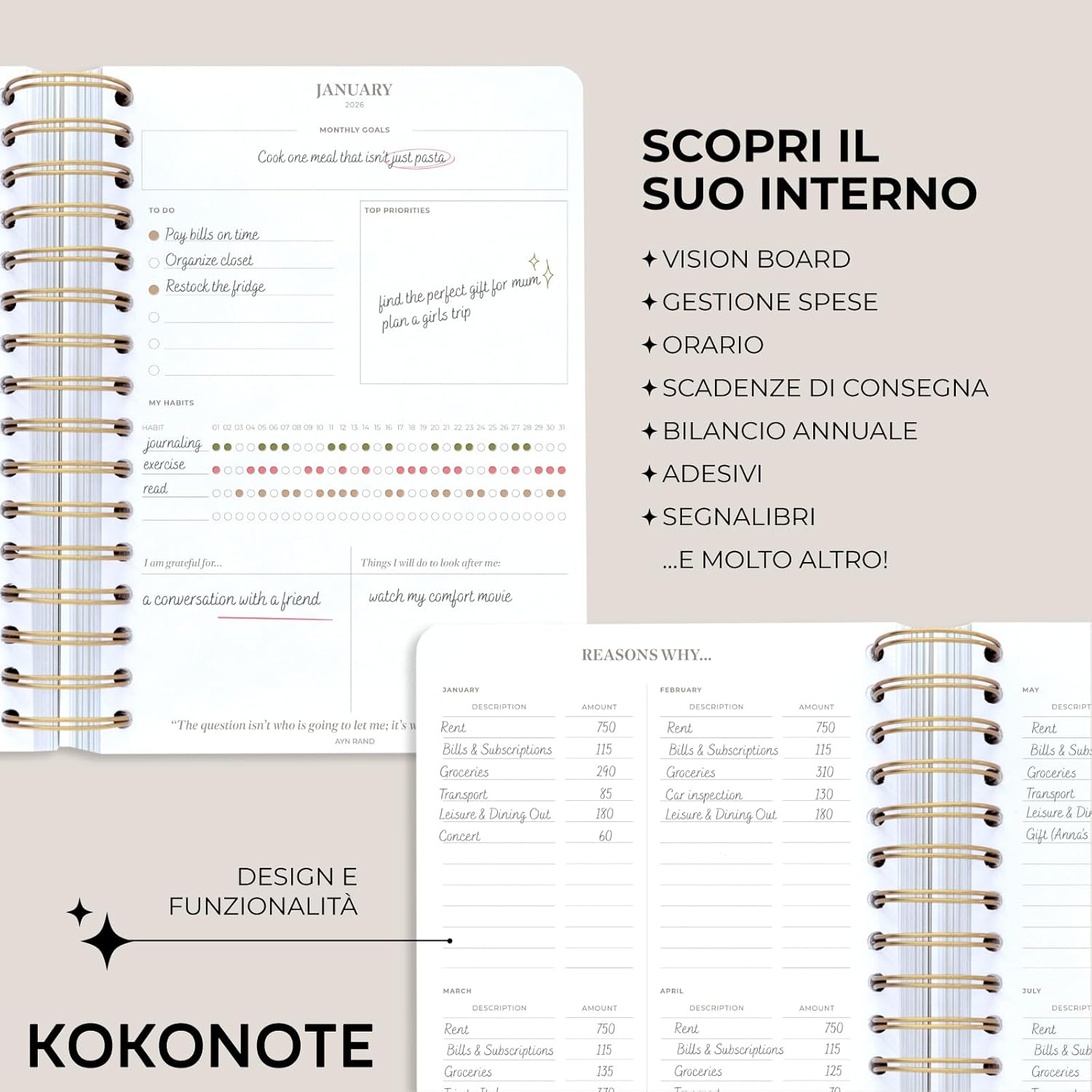 Thumbnail 2 de Kokonote Agenda 2026 Giornaliera Misty Gray — Daily planner 2026 🗓️