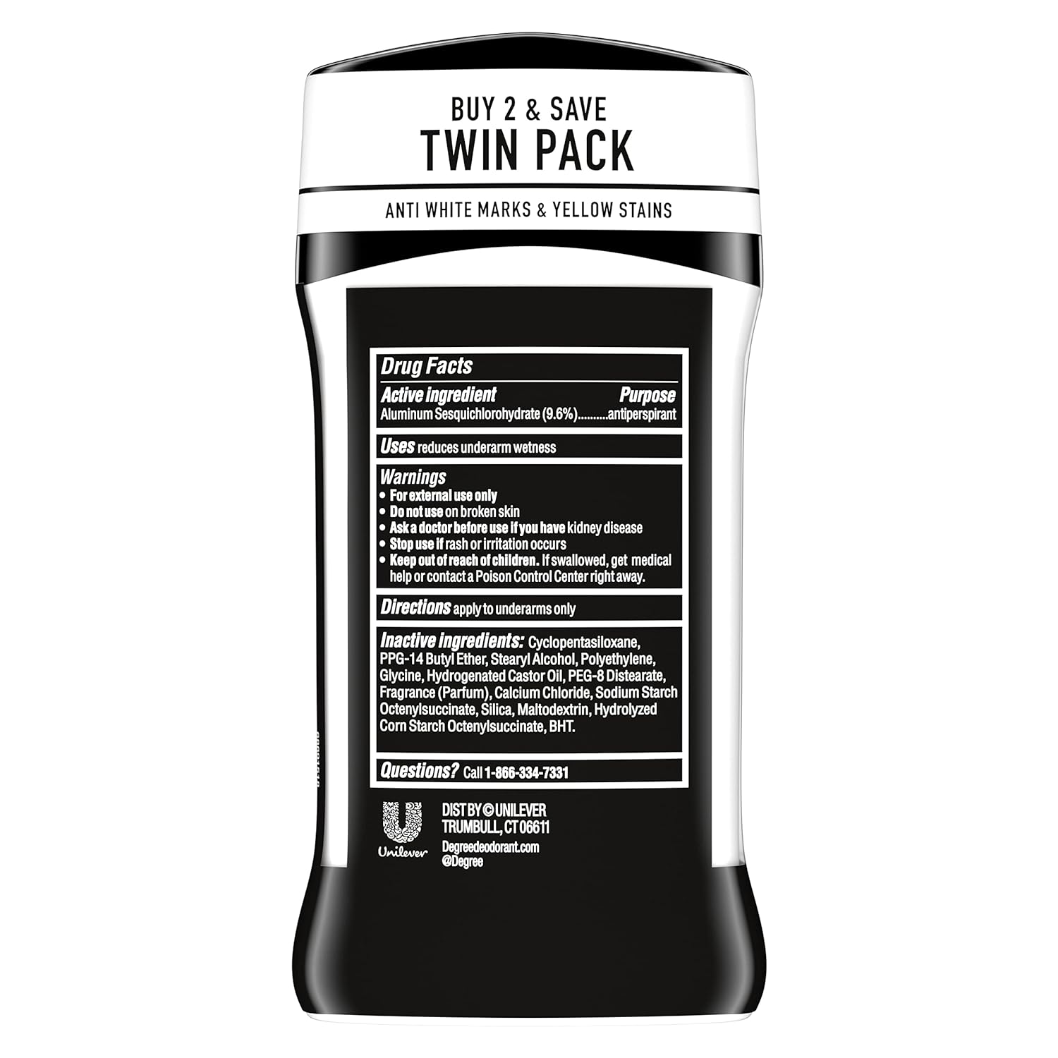 Detalle de Degree Men UltraClear Antiperspirant Deodorant Black+White (2 Count, 2.7 oz) with MotionSense