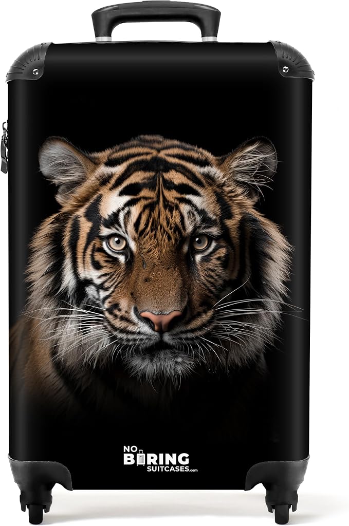 Detalle de NoBoringSuitcases Tigre Naranja Maleta de Cabina