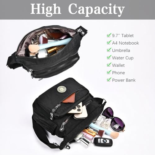 Thumbnail 6 de Aucuu Bolso Bandolera Mujer Impermeable de Nailon Gris: gran capacidad y versatilidad para viajar, trabajar y comprar