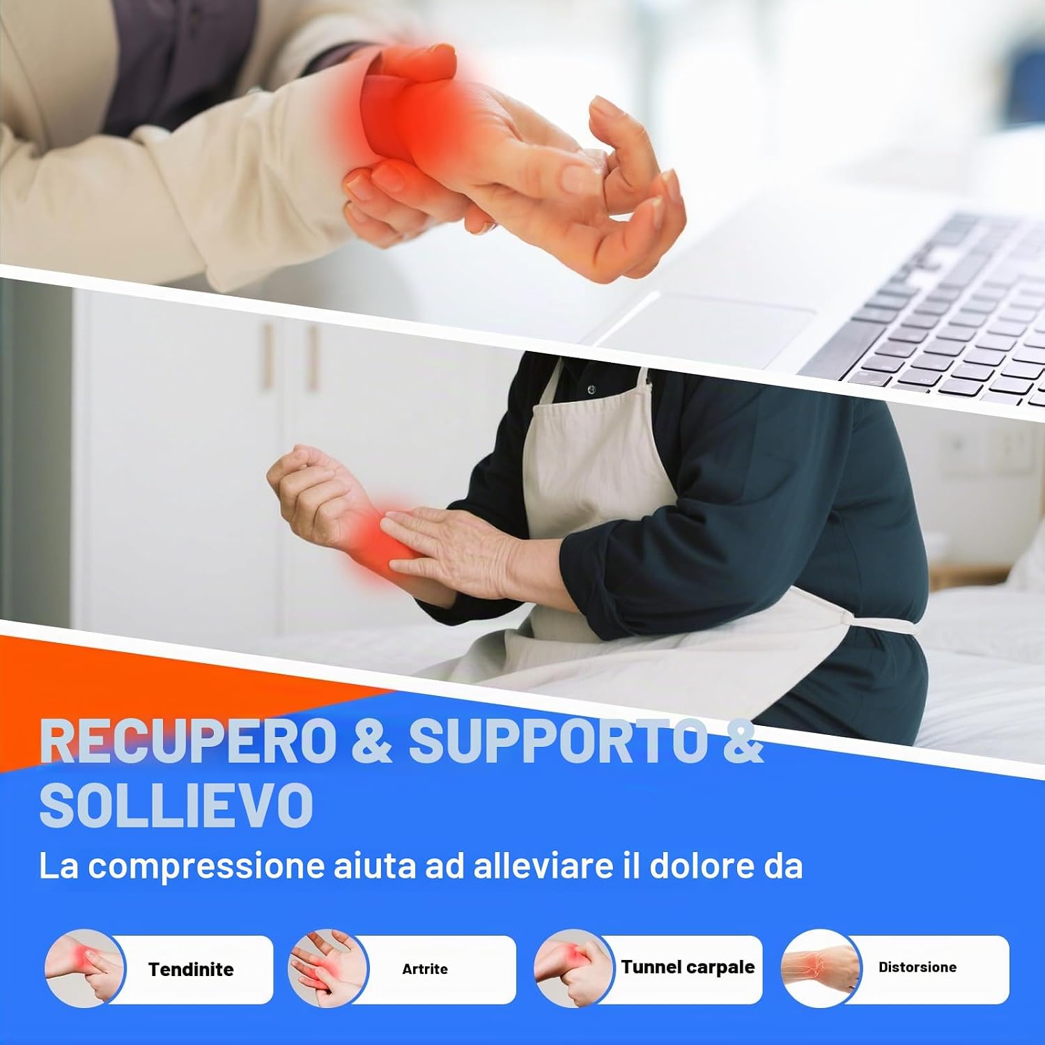 Detalle de Lexniush Tutore Polso 2 Pezzi: supporto elastico e traspirante per tunnel carpale e lesioni