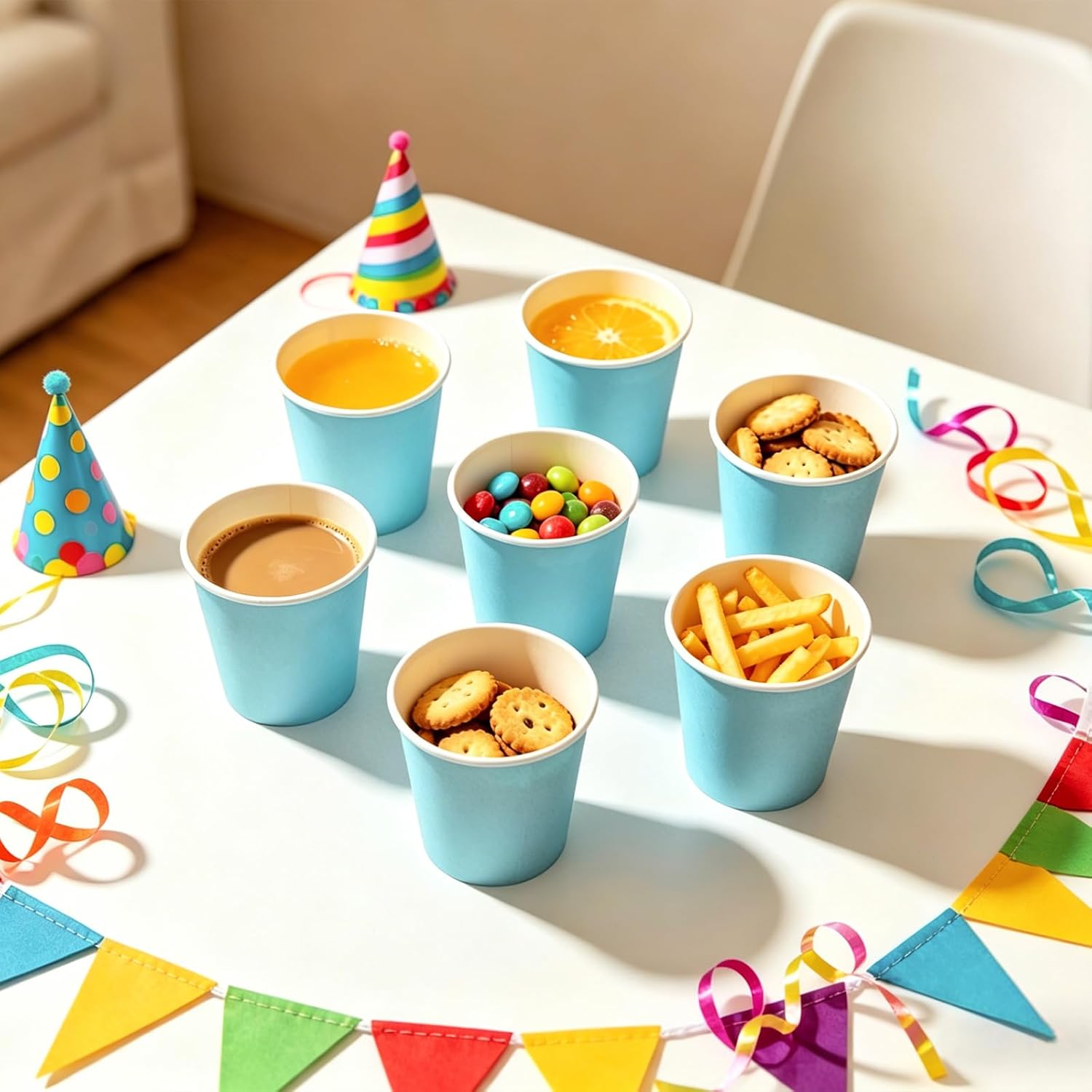 Thumbnail 4 de Prgery 100 Pack 3oz Blue Paper Cups – Disposable Small Cups for Bathroom, Office, Parties