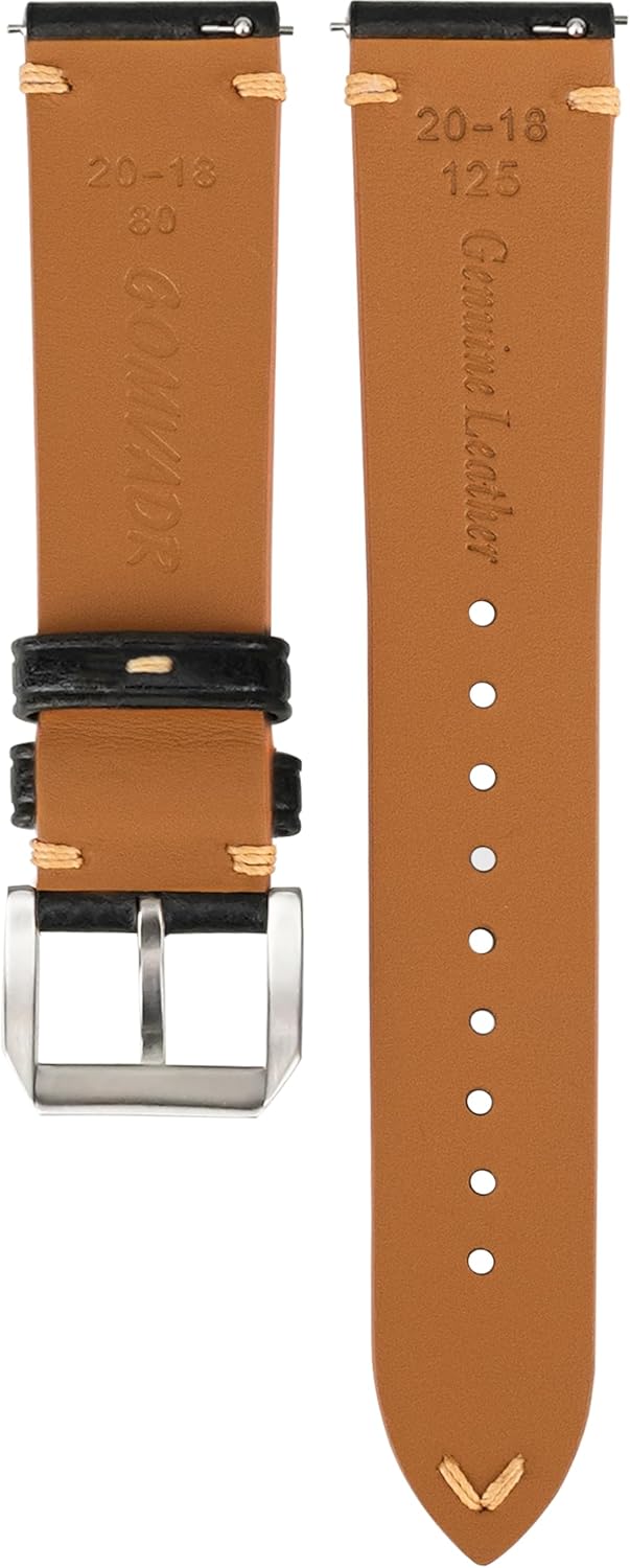 Thumbnail 3 de Gomvadr Quick Release leather watch strap (oil wax calfskin) for 16–22mm lugs