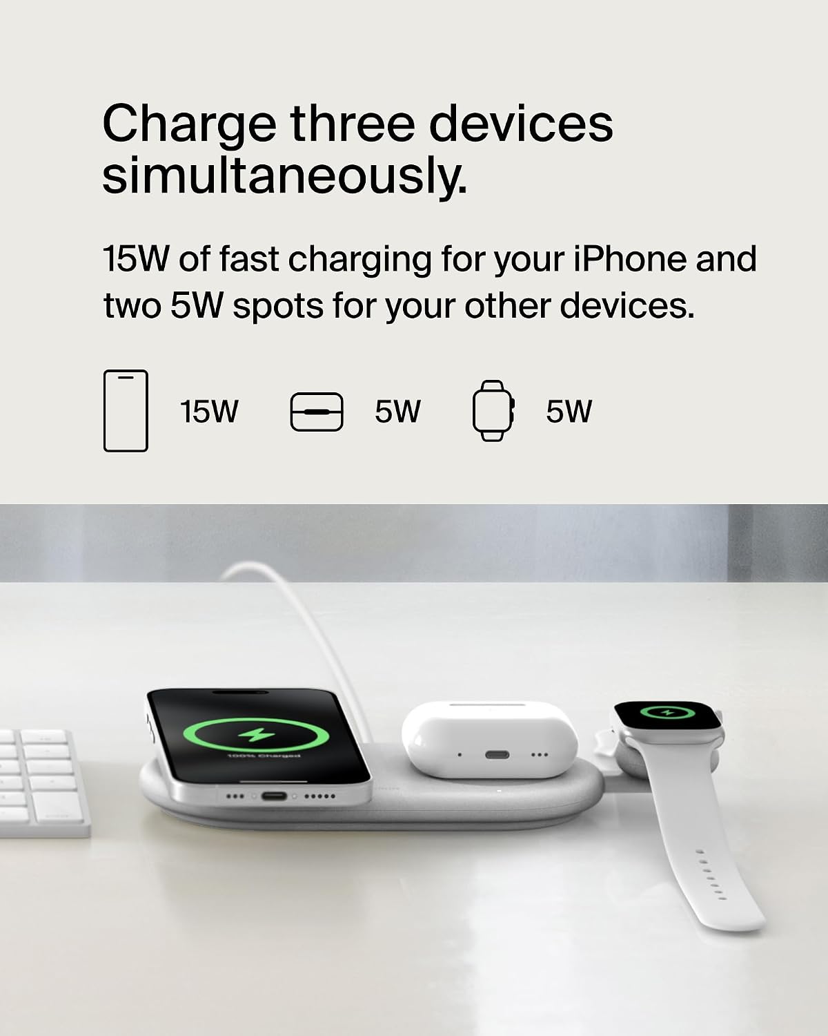 Detalle de Belkin 3‑in‑1 MagSafe Charging Pad 15W