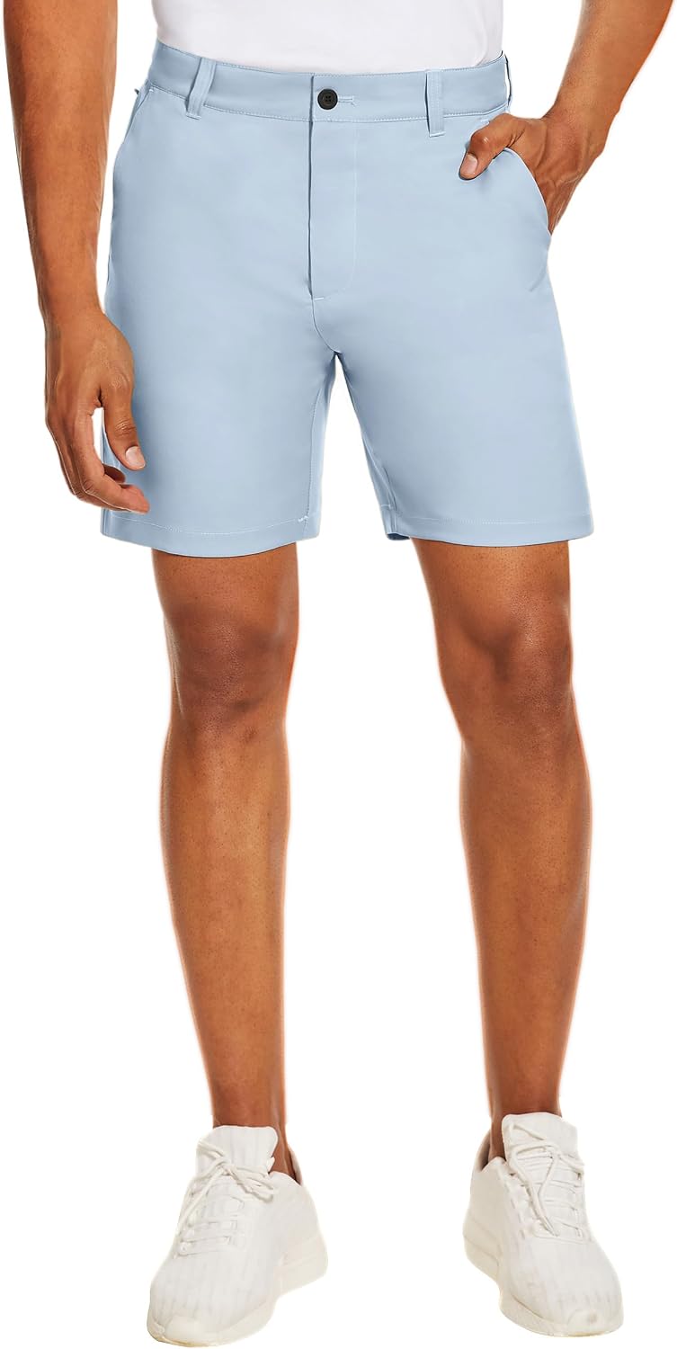 Detalle 2 de PULI Men's Golf Dress Shorts Flat Front Hybrid 7 Inch Lightweight Quick Dry Chino