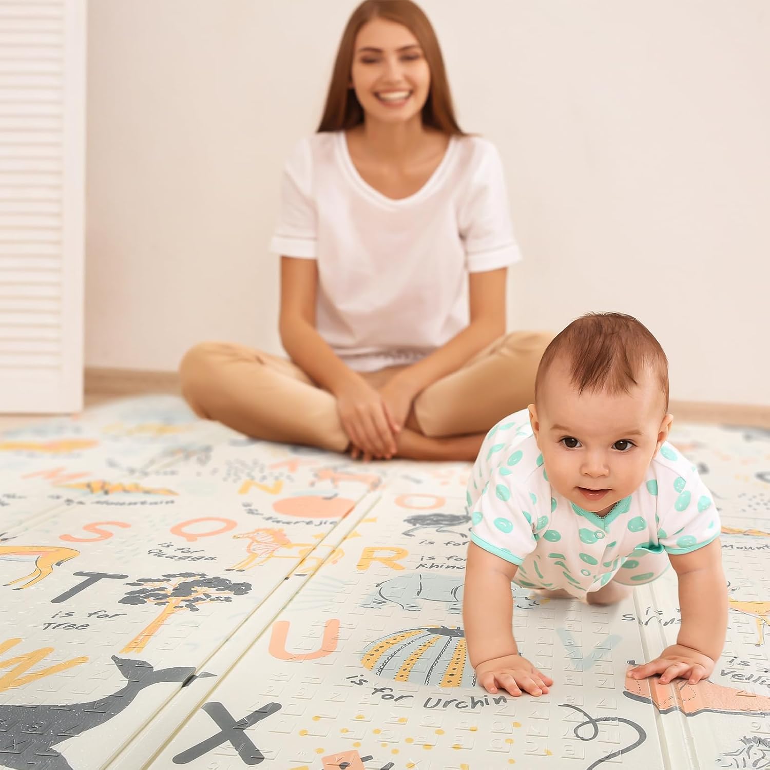 Thumbnail 4 de Sour Lemon 180x160cm Folding Wildlife Mat – Thick Baby Play Mat