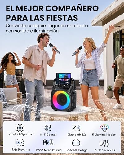 Detalle de Karaoke Wowstar: Máquina Karaoke para Adultos con 2 Micrófonos Inalámbricos