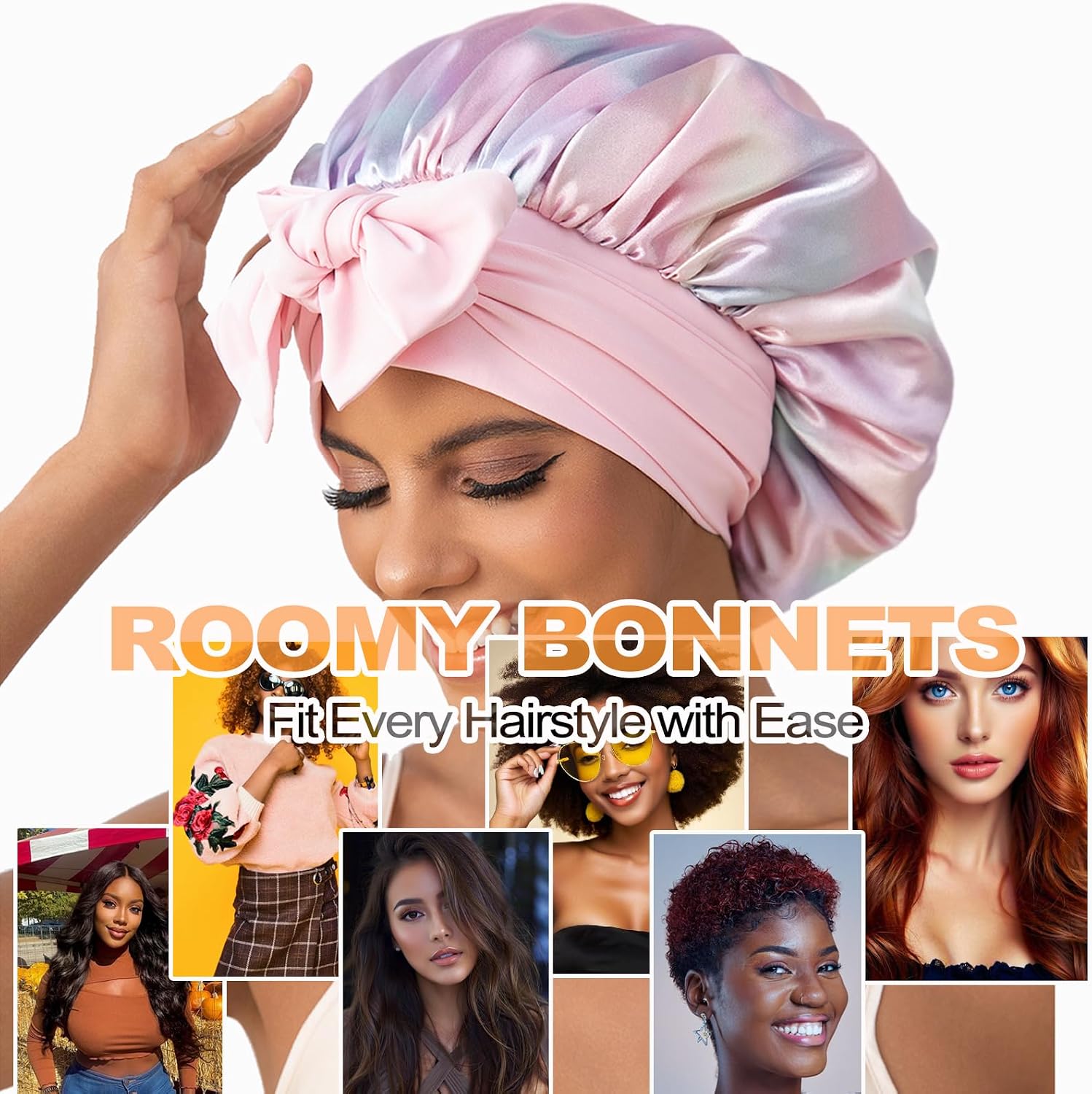 Thumbnail 1 de GDTOGRT Double-Layer Satin Silk Bonnet for Sleeping (Reversible, Tie Band)