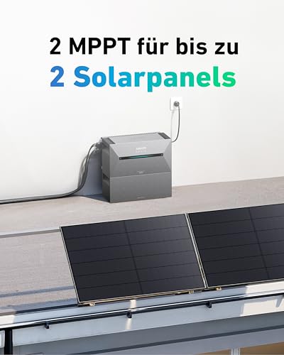 Detalle de Anker SOLIX 2 Plus Solarbank + 2× 500W Topcon Solarpanel – Komplettset mit Speicher