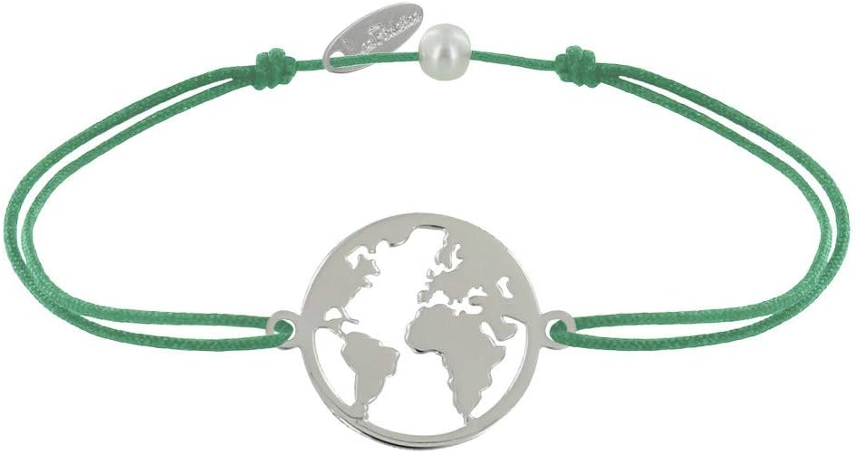 Thumbnail 4 de Les Poulettes Bijoux bracciale a collegamento con medaglia in argento 925 rotonda con mappa del mondo
