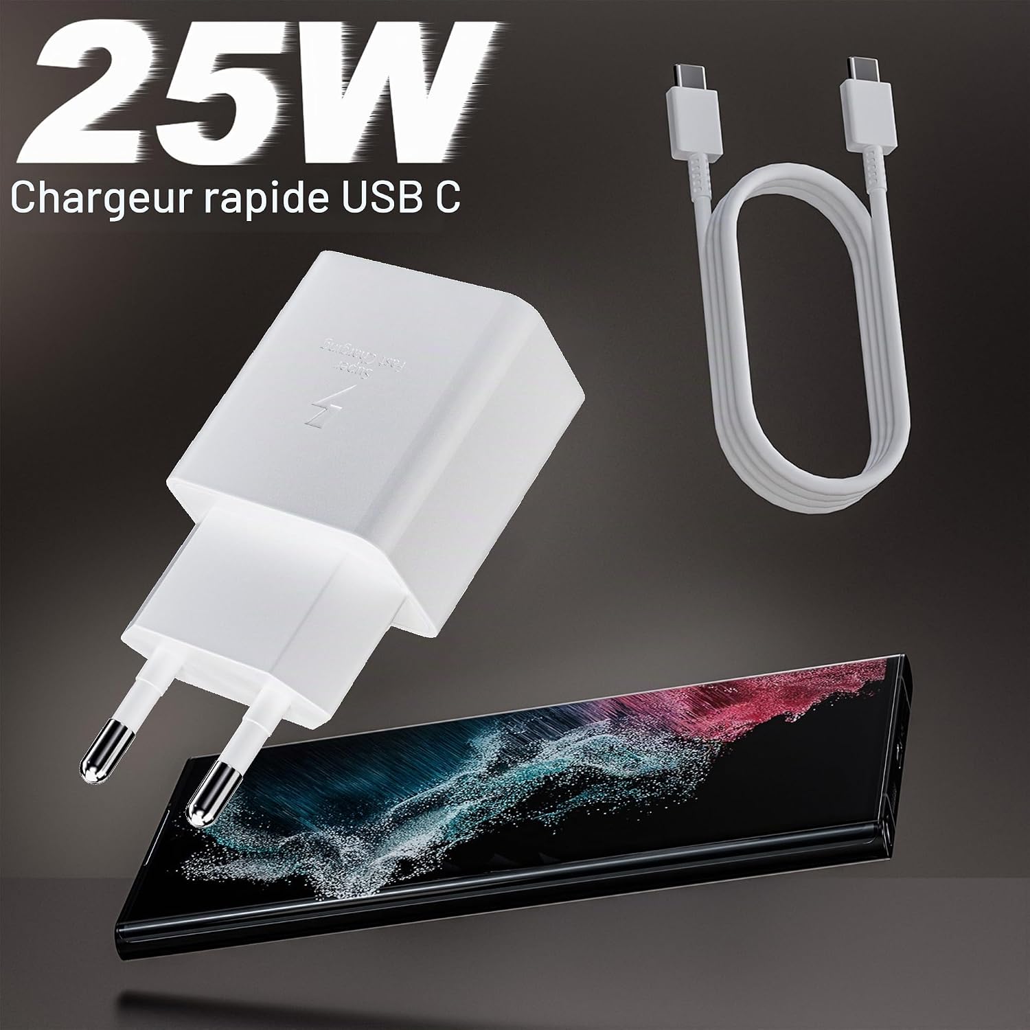 Detalle de JupptElectronics EP-TA800CX USB-C-laders van 25 W met kabels van 1,5 m, 2 stuks