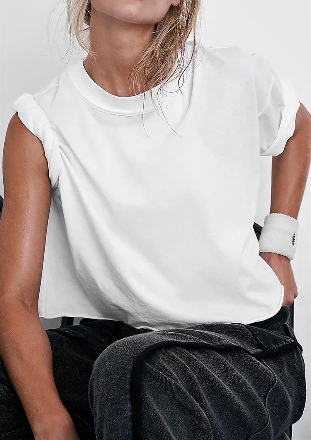 Thumbnail 3 de AirMood Oversize Workout Crop T-Shirt Tops Oversized – Hoodie-kompatibles Basic-Teil für casual Looks
