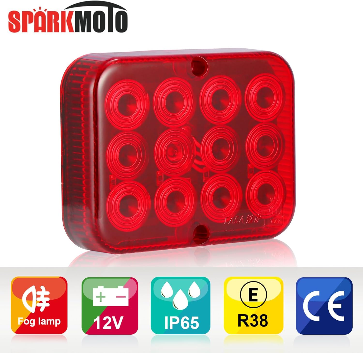 Detalle 2 de SPARKMOTO 2 x Trailer LED Fog Lights – 12V Universal Rear Fog Light with IP67 Waterproofing