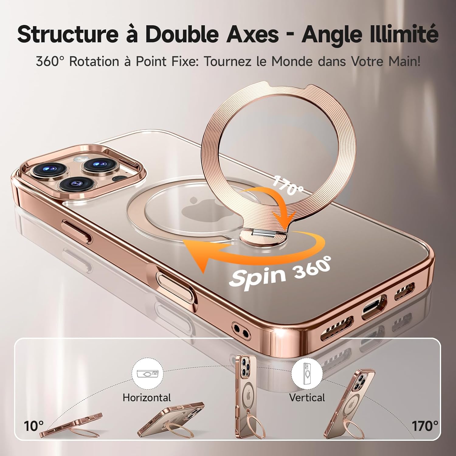 Thumbnail 1 de Yoouther 3 en 1 Coque MagSafe 16 Pro Max 6.9" – Anneau rotatif, protection complète et verre intégrés