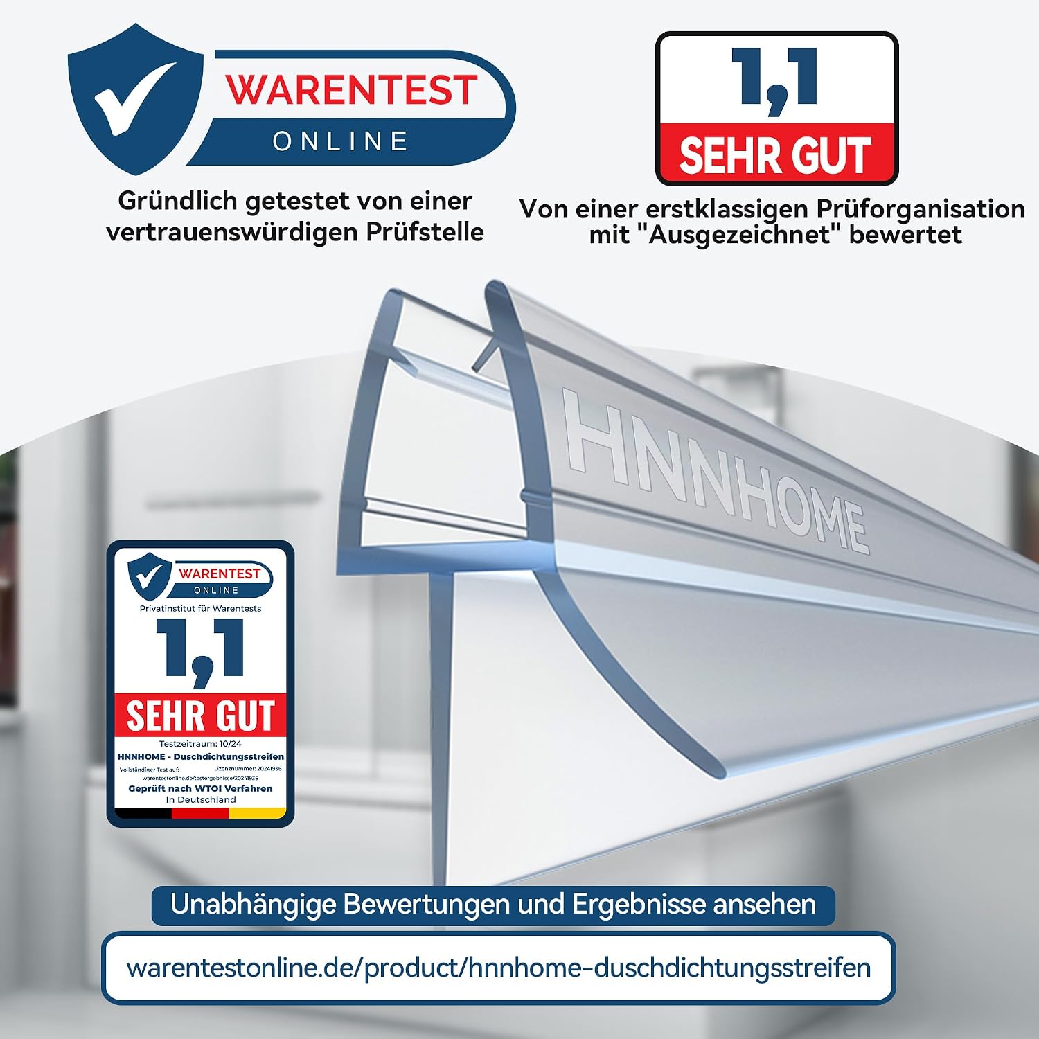 Detalle de HNNHOME MNNHOME Duschwand Türdichtung für Glas 4–6 mm, Länge 870 mm, Lücke bis 20 mm