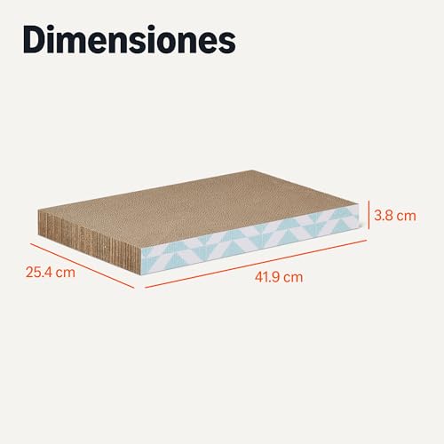 Detalle 1 de Amazon Basics Rascador para Gatos con Caja (4 uds, cartón corrugado, hierba gatera, azul, FSC)