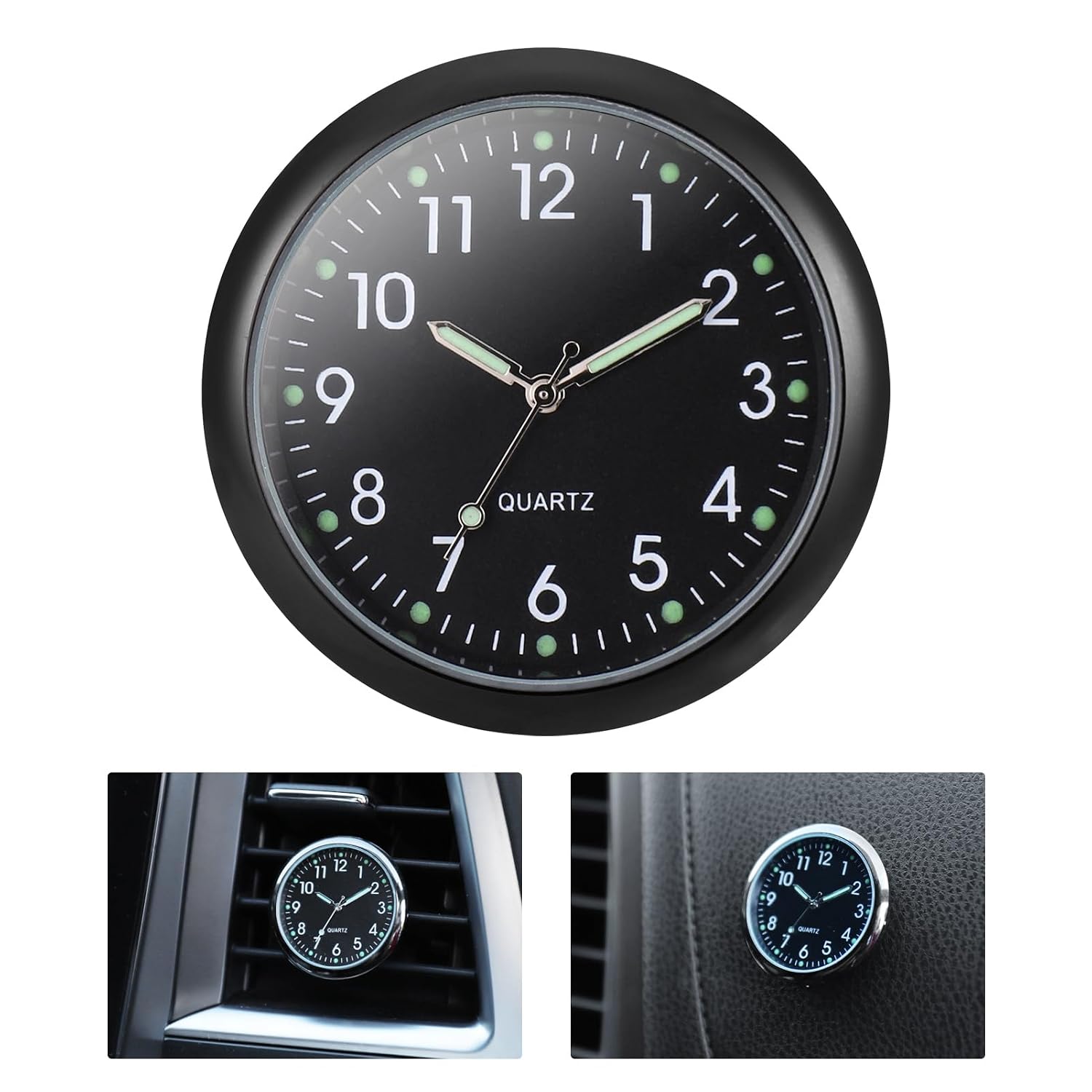 Detalle de JIZZU CZ-A005-1-EU – analogowy zegar samochodowy z mechanizmem kwarcowym, 40 × 40 mm
