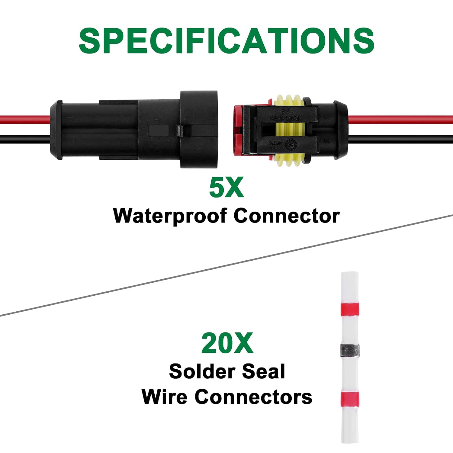 Detalle 2 de URAQT 2 Pines Conector eléctrico impermeable 20 PCS