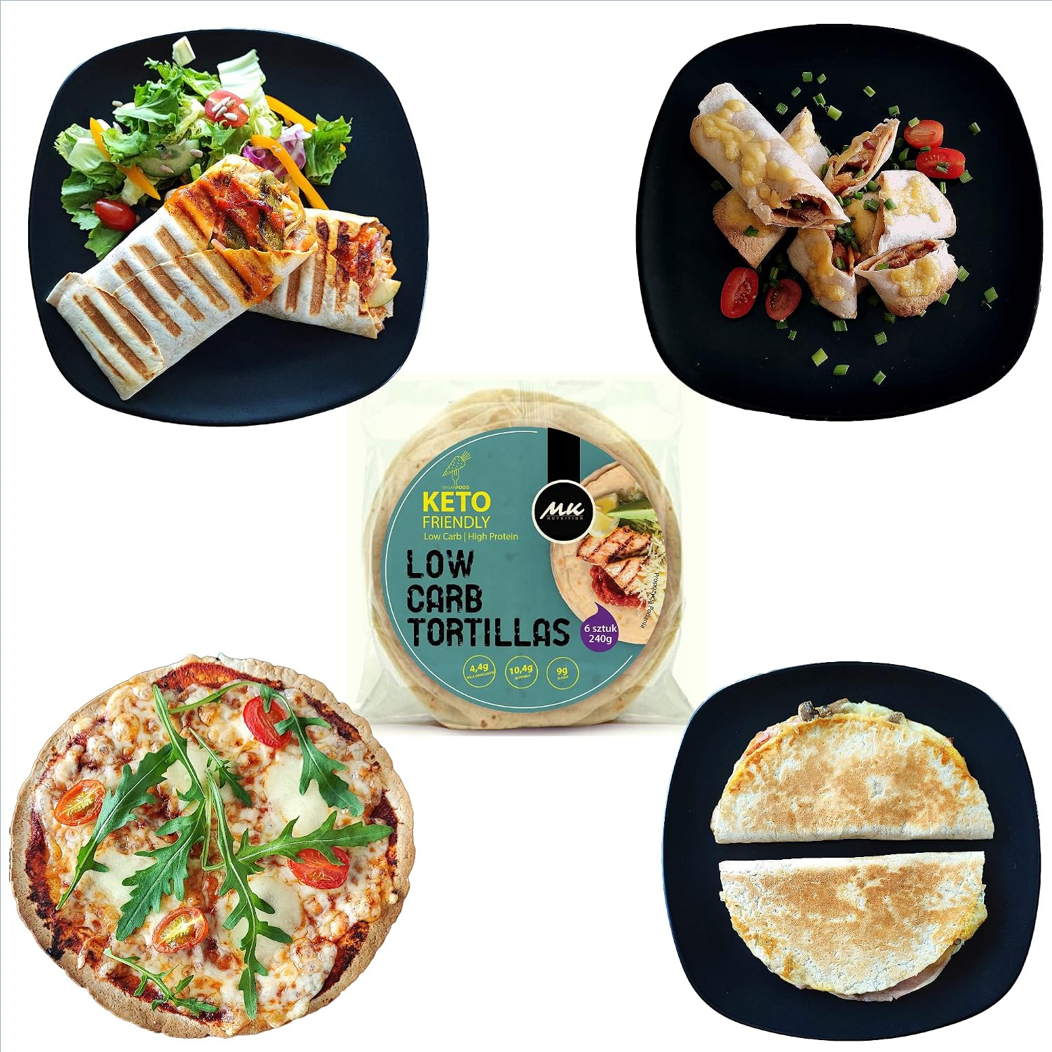Detalle 2 de KETO Wrap LOW CARB Tortilla – 6 Stück (240 g), 4,4 g Kohlenhydrate, 9 g Protein – für Low Carb, Keto & Diabetiker