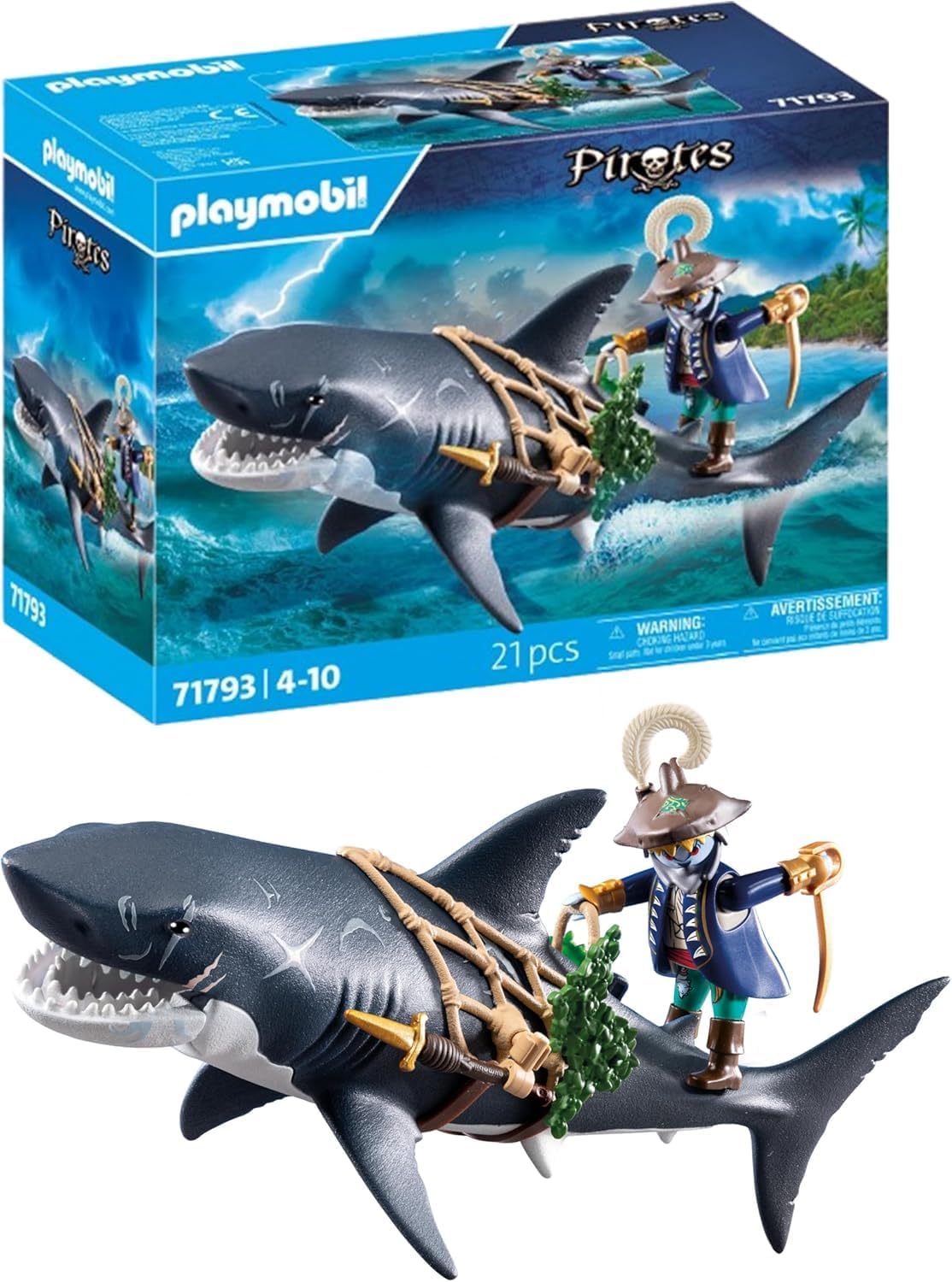 Detalle de PLAYMOBIL Pirates Gefahr durch Riesenhai – Piratenspielzeug 71793