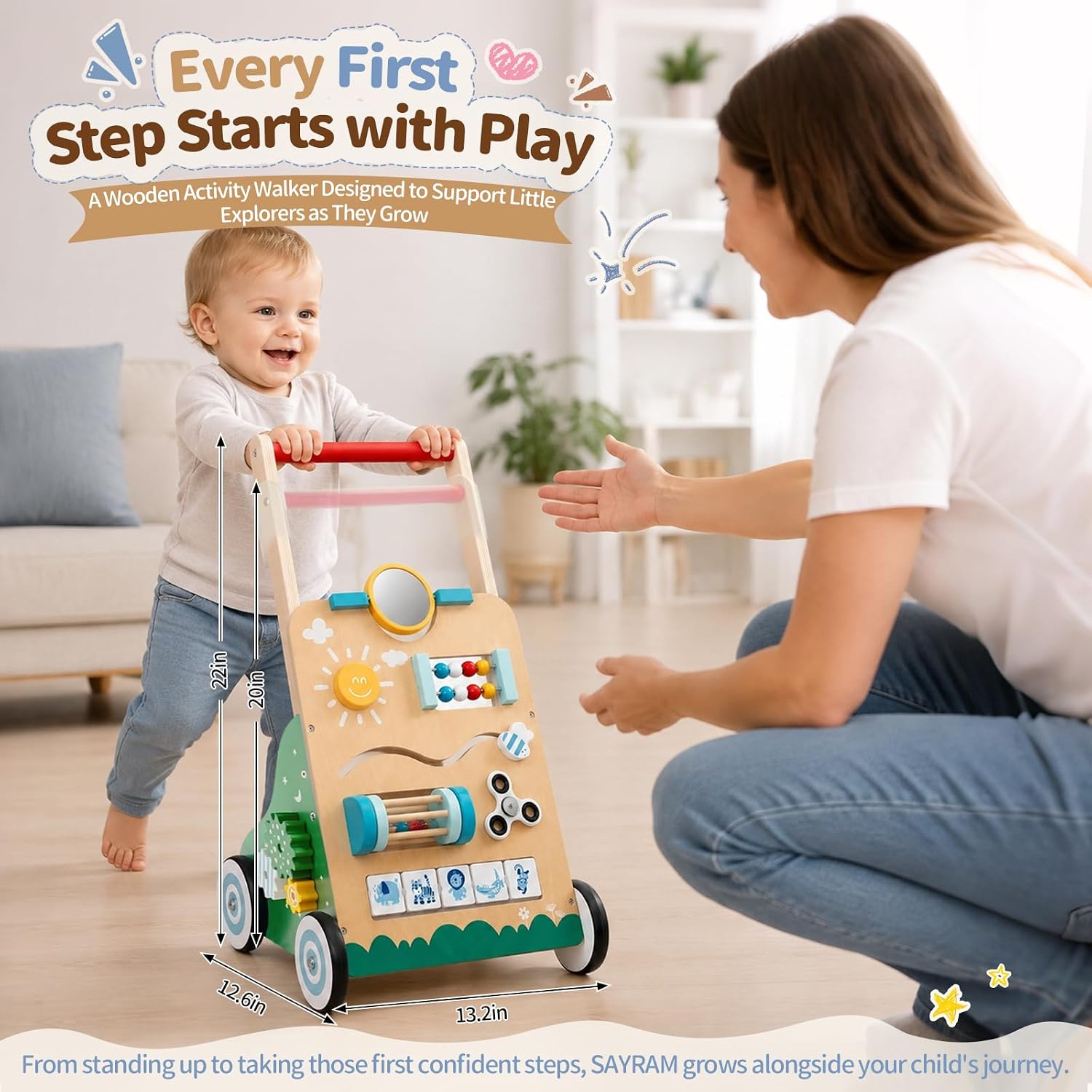 Detalle 2 de SAYRAM Wooden Baby Walker