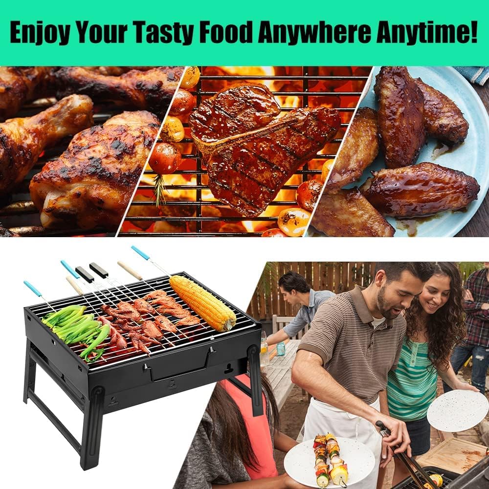 Detalle de Uten petit barbecue pliable à charbon pour table, compact et transportable