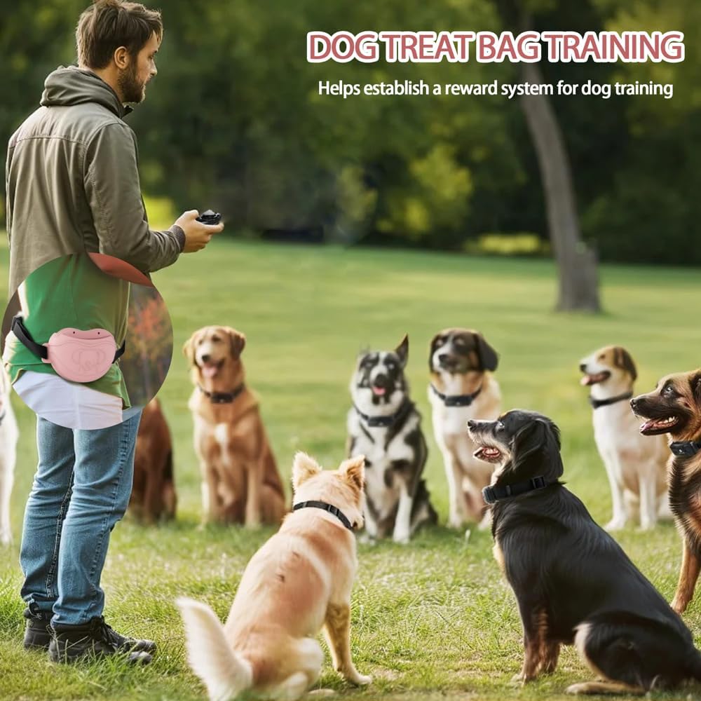 Detalle 2 de TUCANA Silicone Dog Treat Pouch with Upgraded Magnetic Closure, Clicker & Adjustable Waist Belt (Pink)