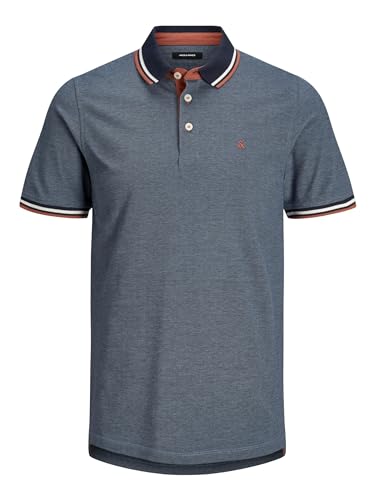 Detalle de JACK & JONES Jjepaulos Polo SS Noos Homme – Polo en Denim Bleu, taille M