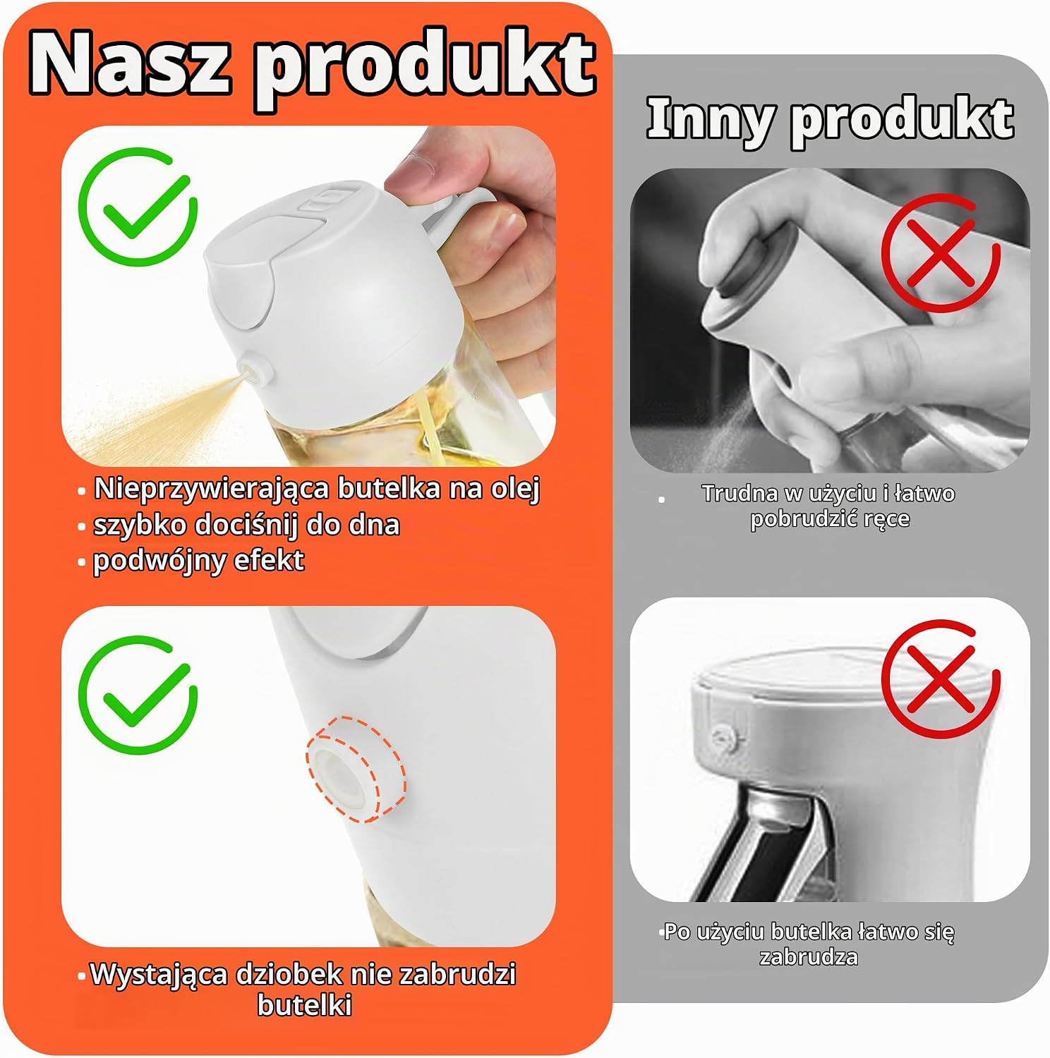 Thumbnail 6 de TrendPlain Ver001 – szklana butelka na olej 2 w 1, 470 ml, biała