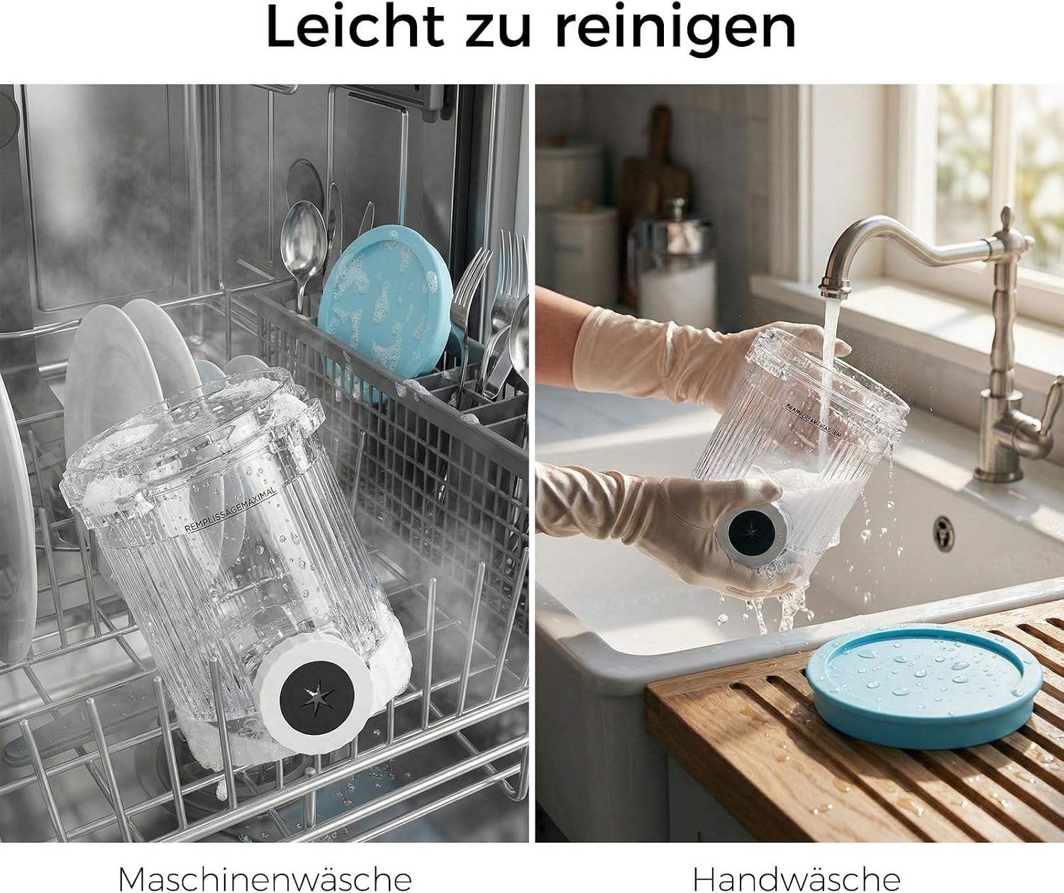 Detalle de 2er-Set Behälter & Zubehör für Ninja CREAMi NC700/NC701 – Grau/Blau